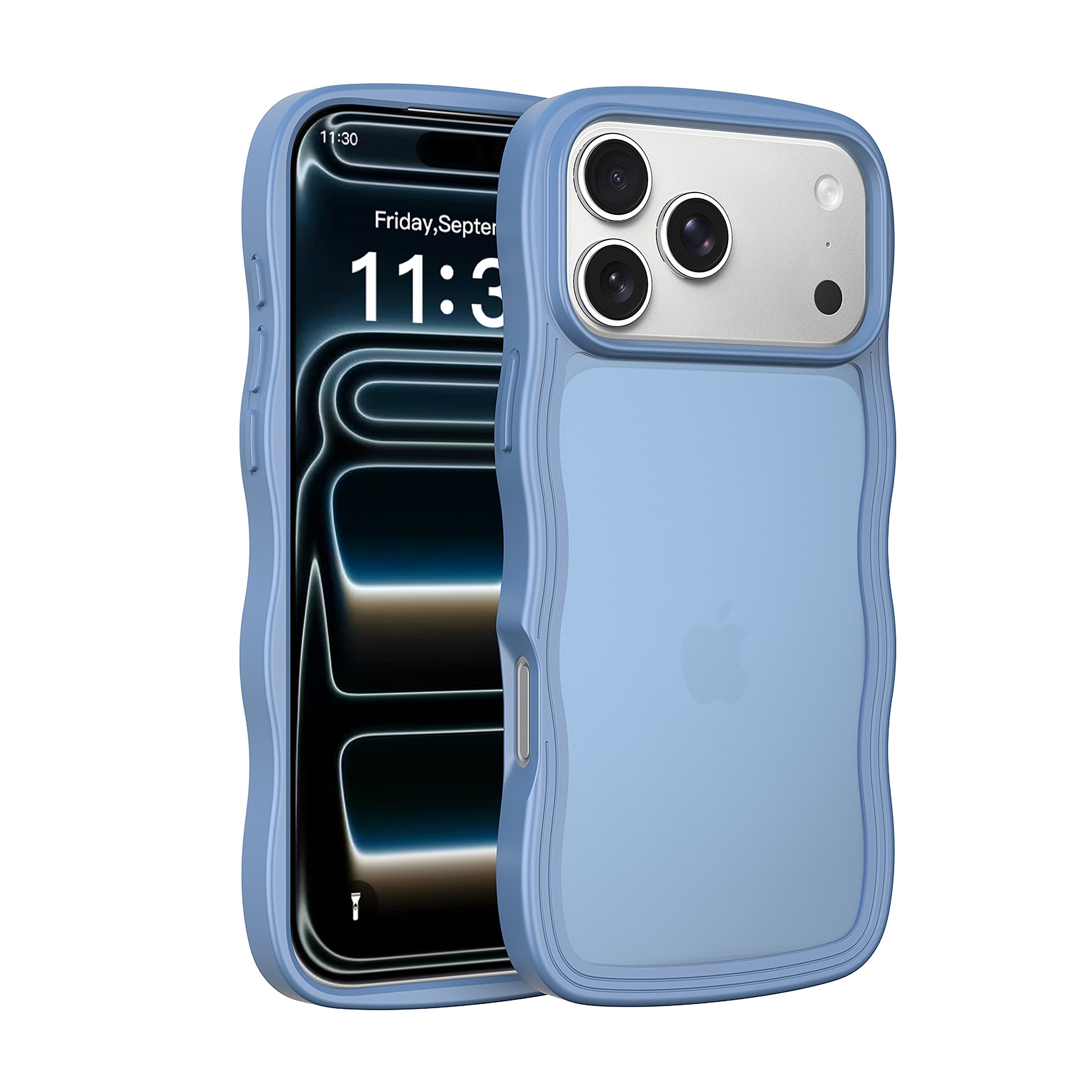 SendaFit Wavy Matte Two-in-One Case for iPhone 18 Pro Max (Fits iPhone 17 Pro Max) - Sierra Blue