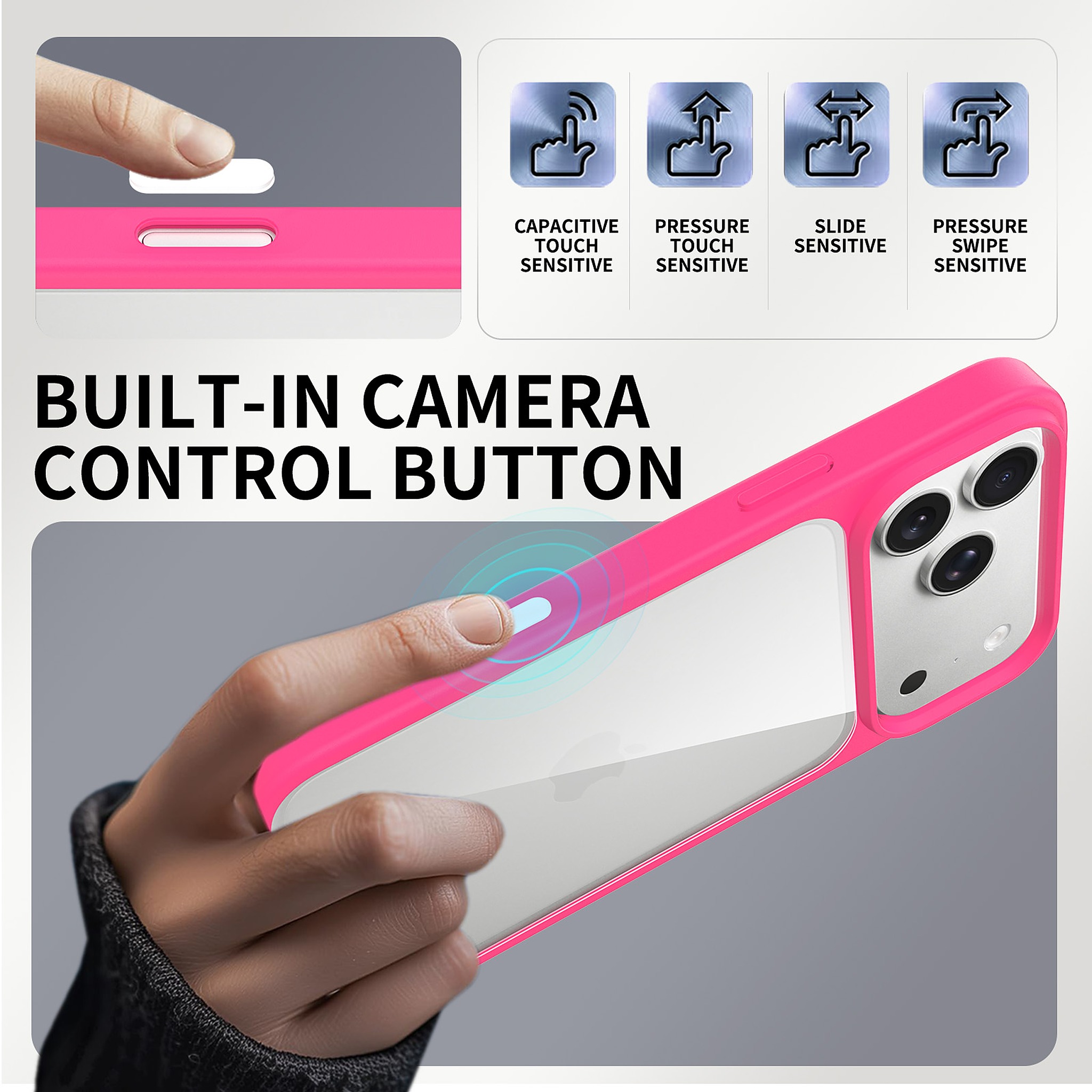 SendaFit Clear Two-in-One Touch Camera-Button Case for iPhone 18 Pro Max (Fits iPhone 17 Pro Max) detail 12