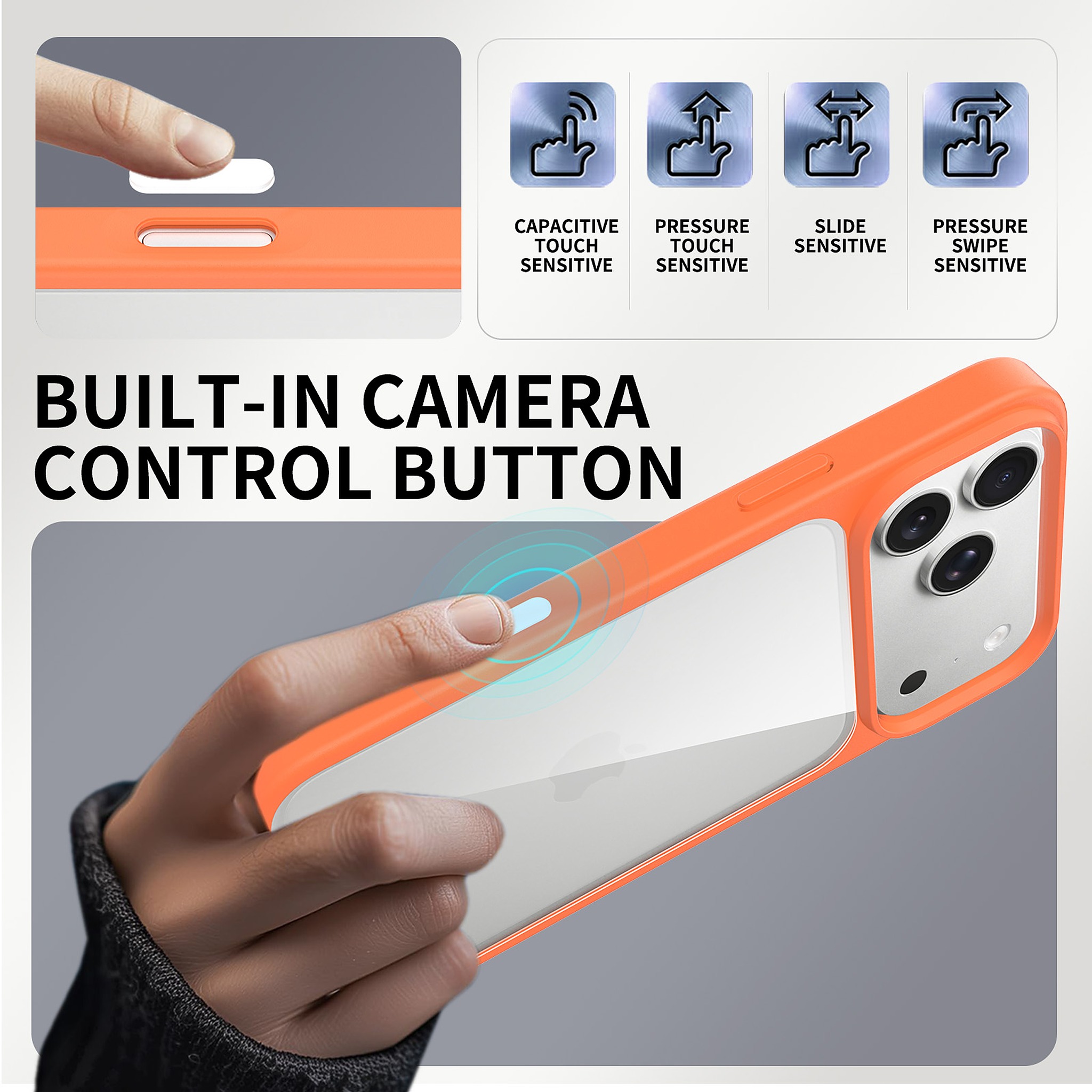 SendaFit Clear Two-in-One Touch Camera-Button Case for iPhone 18 Pro Max (Fits iPhone 17 Pro Max) detail 45