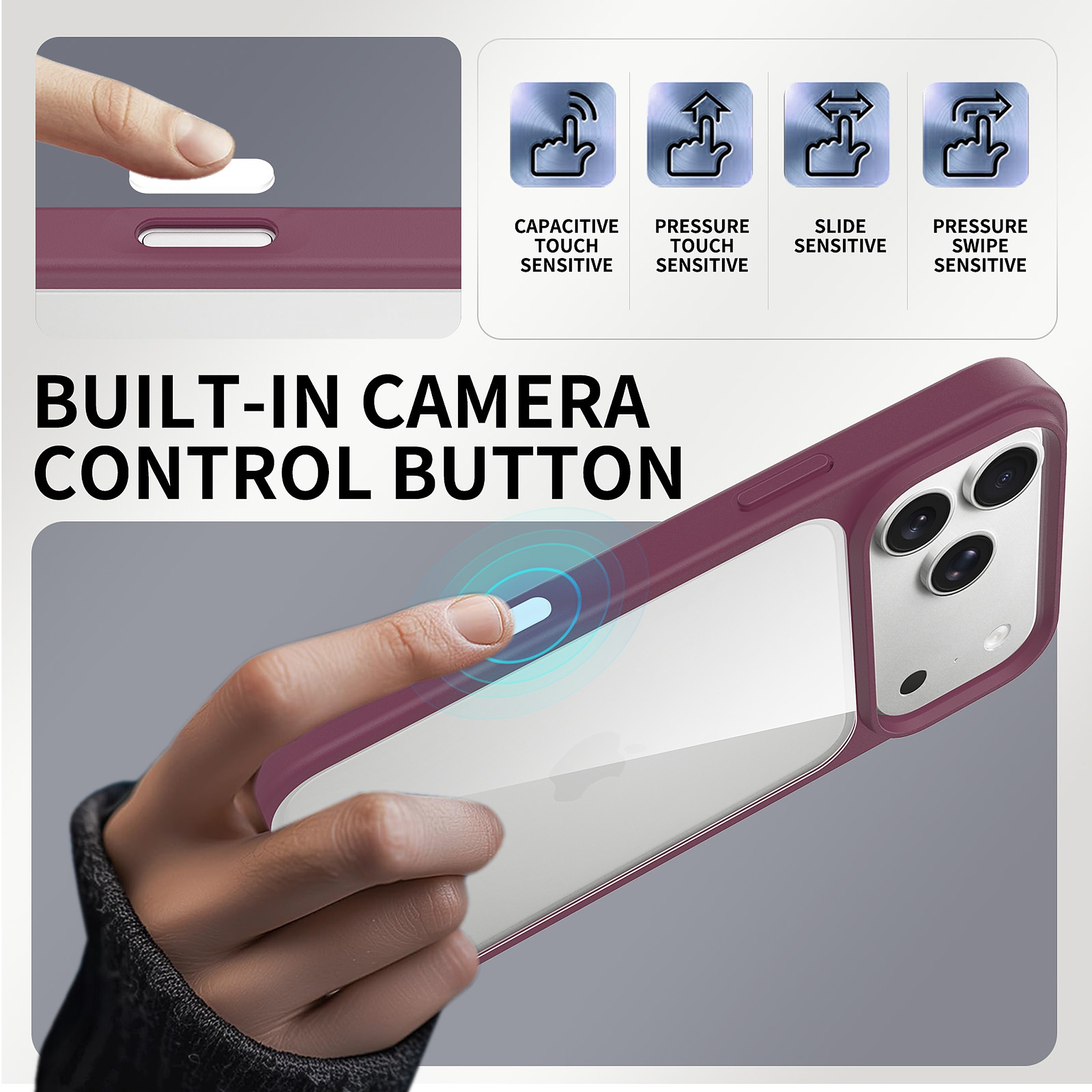 SendaFit Clear Two-in-One Touch Camera-Button Case for iPhone 18 Pro Max (Fits iPhone 17 Pro Max) detail 52