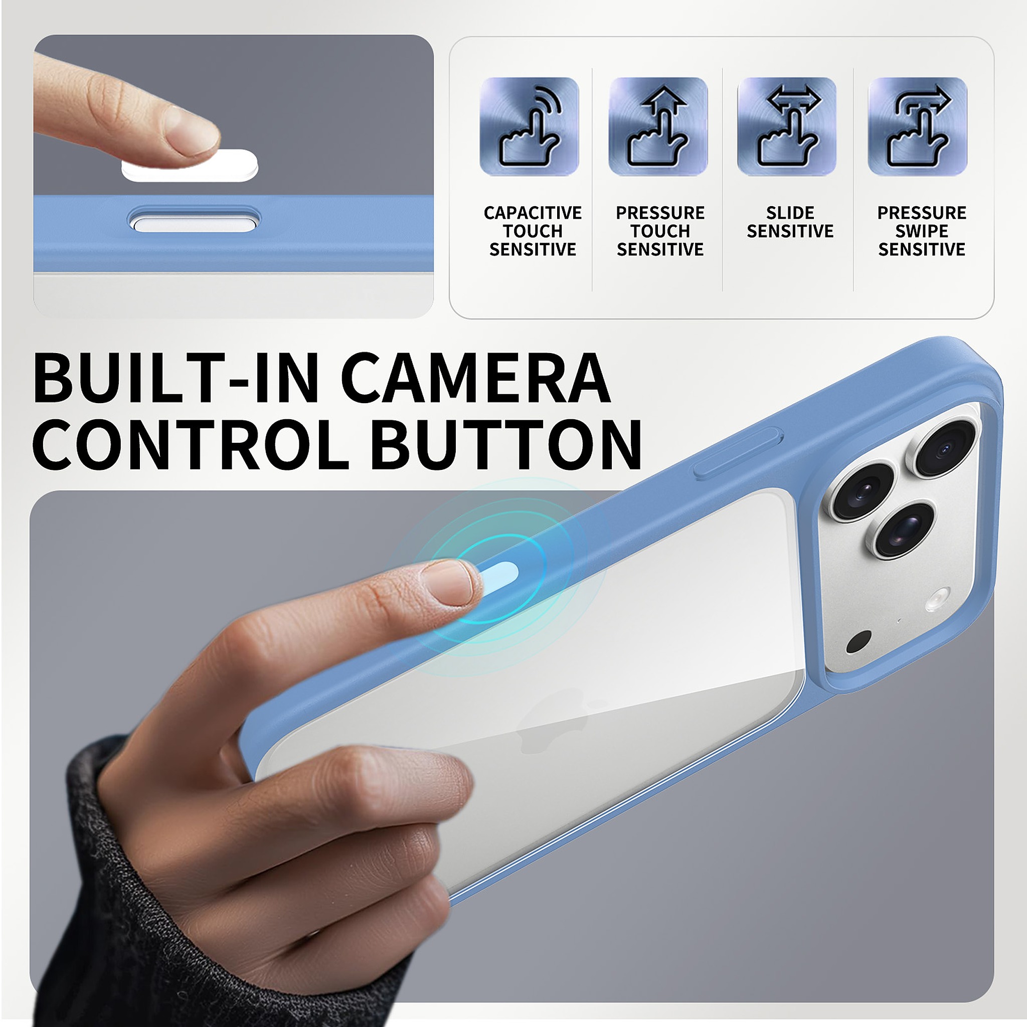 SendaFit Clear Two-in-One Touch Camera-Button Case for iPhone 18 Pro Max (Fits iPhone 17 Pro Max) detail 6