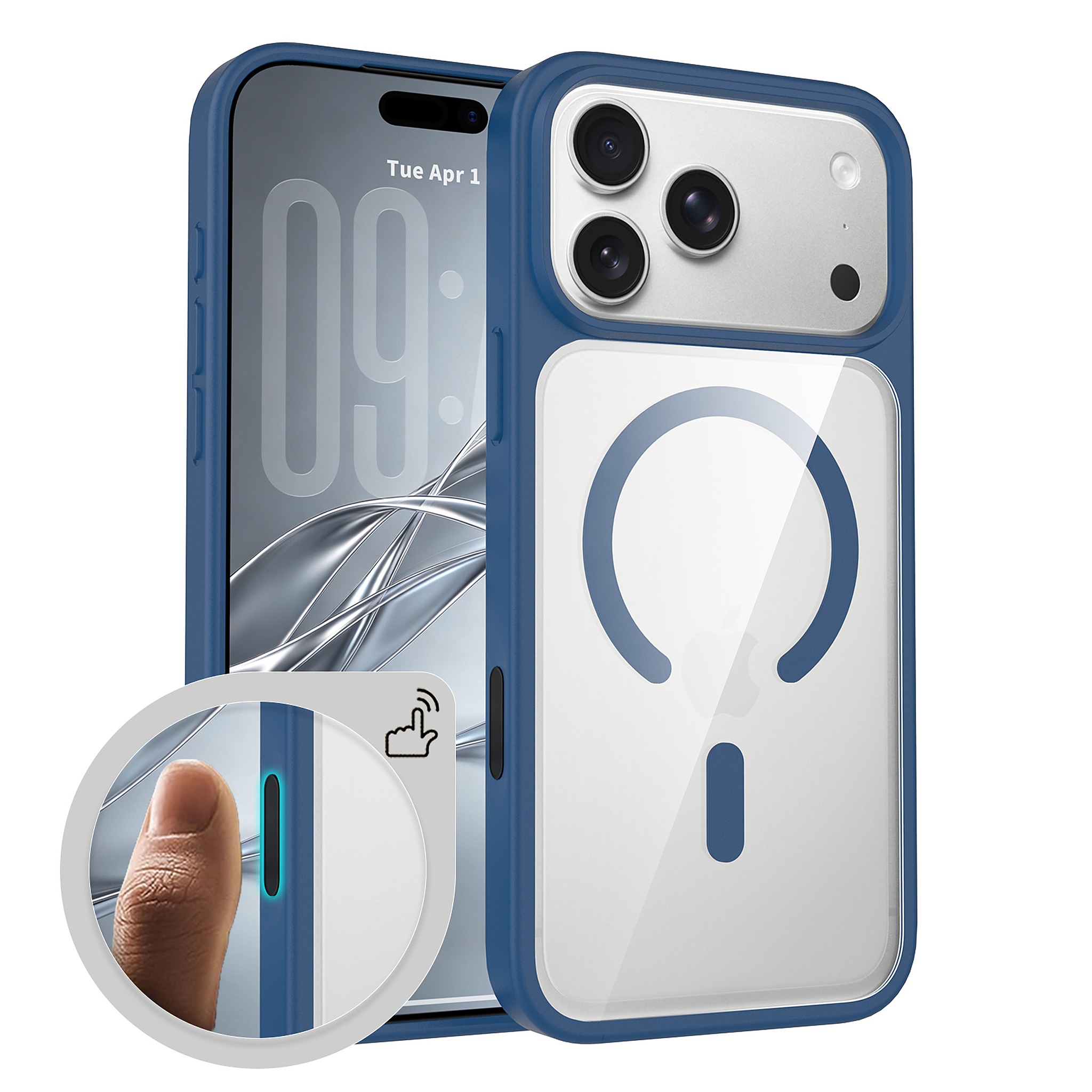 SendaFit Clear Two-in-One Touch Camera-Button MagSafe Case for iPhone 18 Pro Max (Fits iPhone 17 Pro Max) - Royal Blue