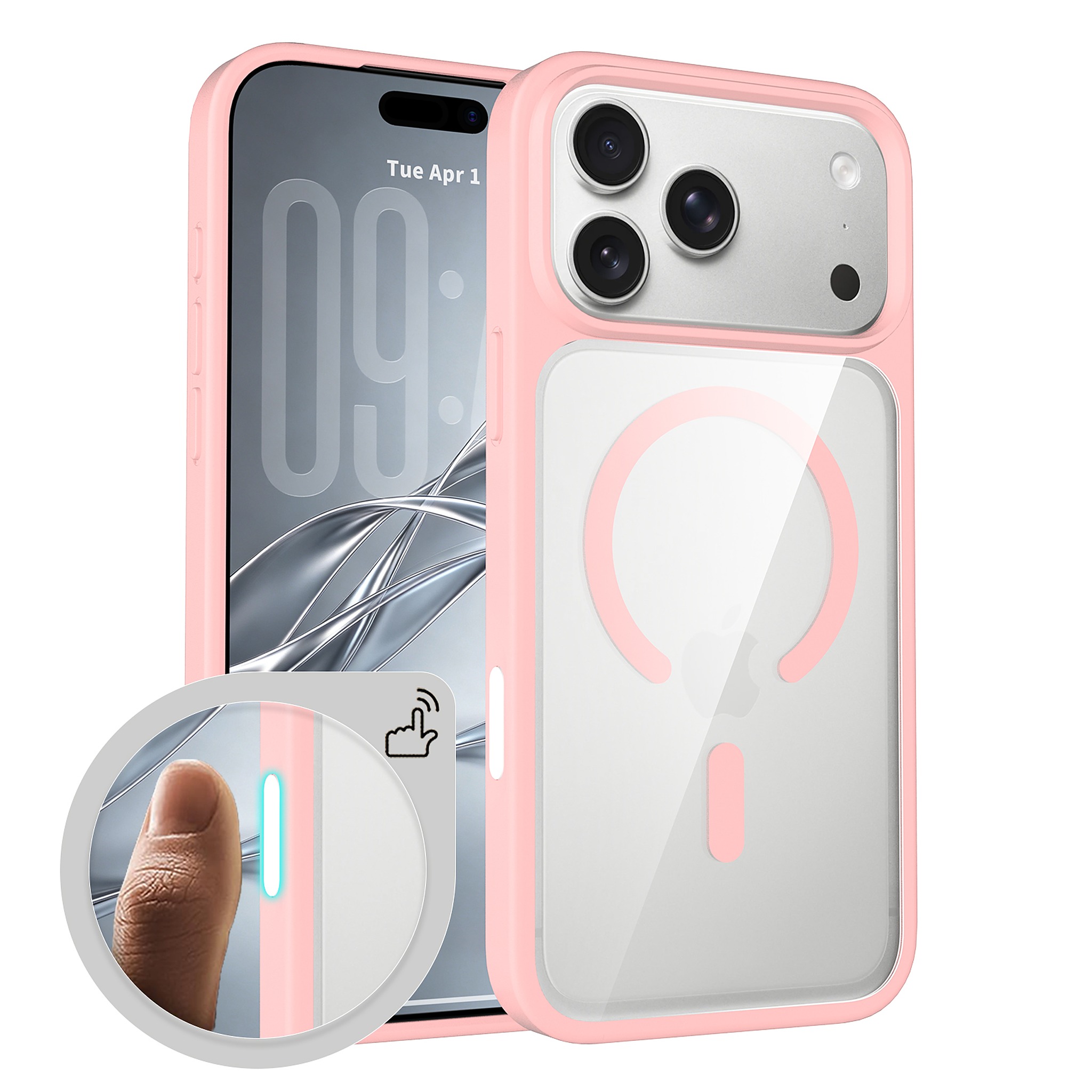 SendaFit Clear Two-in-One Touch Camera-Button MagSafe Case for iPhone 18 Pro Max (Fits iPhone 17 Pro Max) - Light Pink