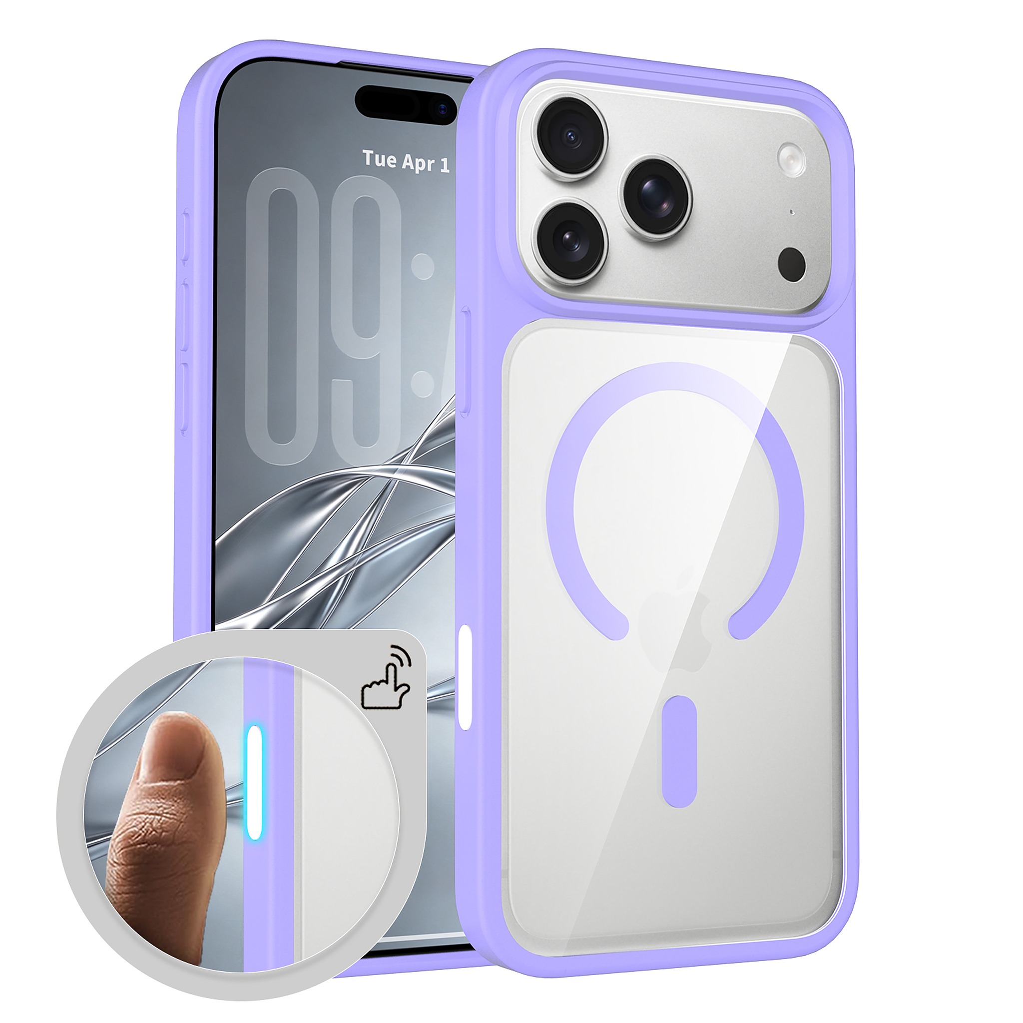 SendaFit Clear Two-in-One Touch Camera-Button MagSafe Case for iPhone 18 Pro Max (Fits iPhone 17 Pro Max) - Light Purple
