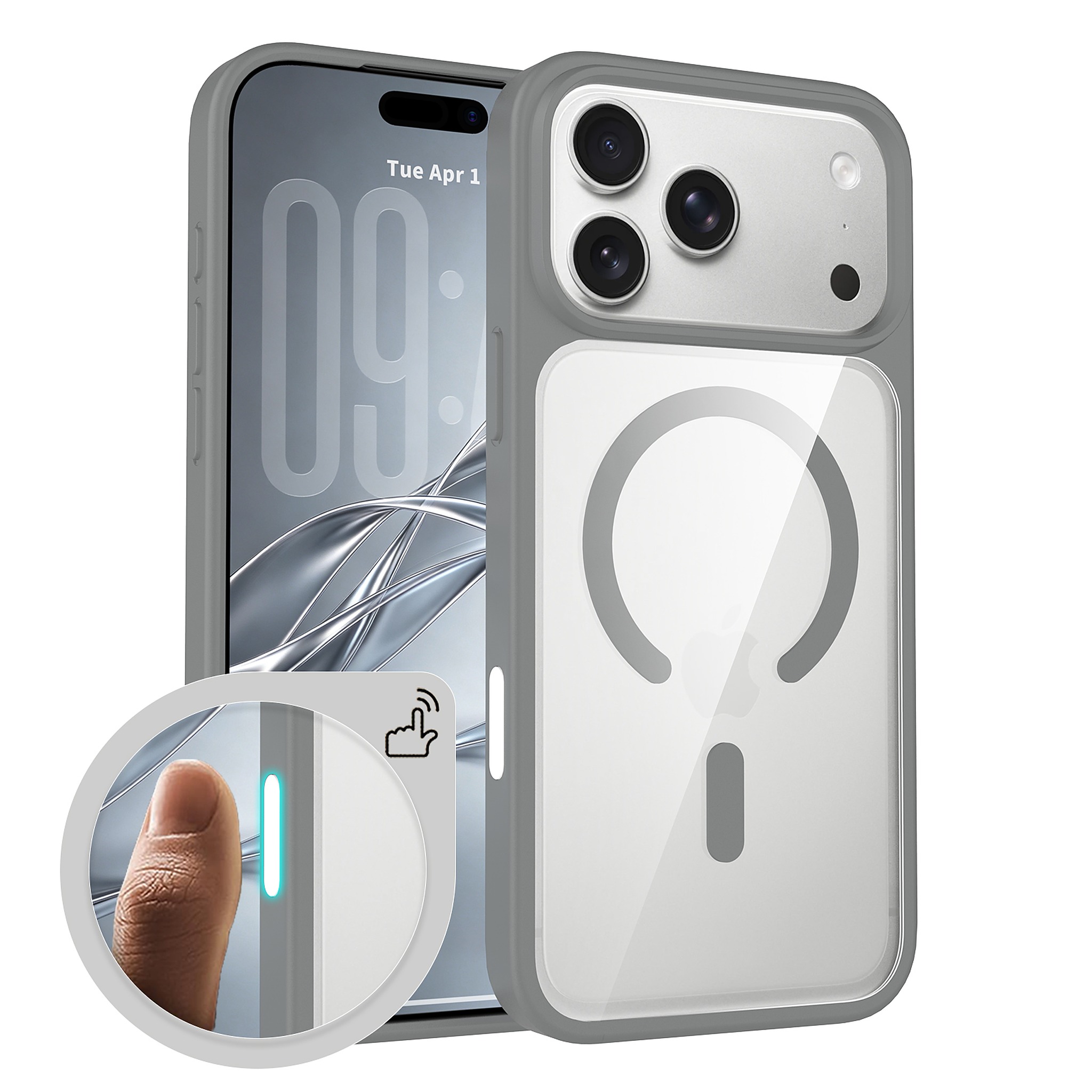 SendaFit Clear Two-in-One Touch Camera-Button MagSafe Case for iPhone 18 Pro Max (Fits iPhone 17 Pro Max) - Dark Gray