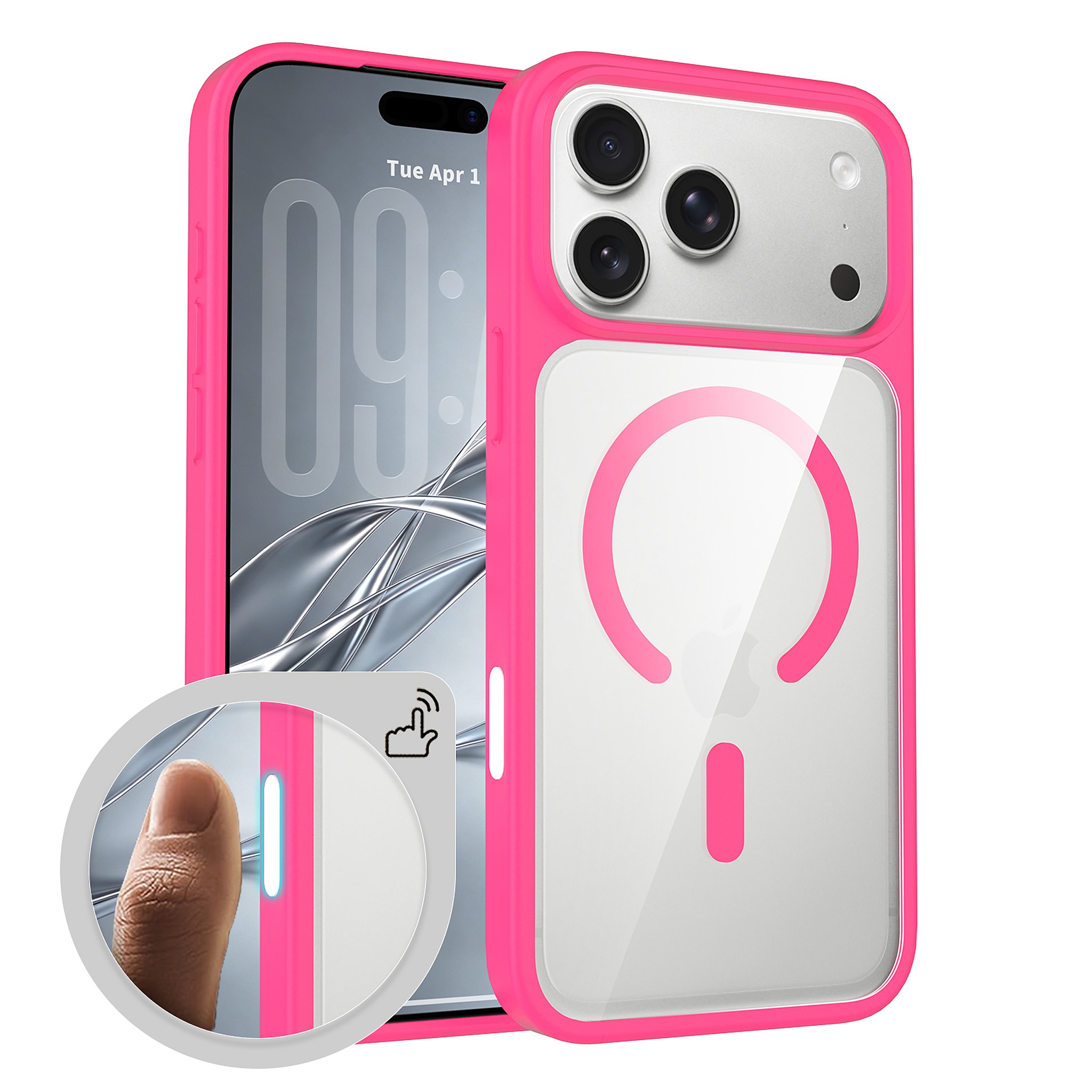 SendaFit Clear Two-in-One Touch Camera-Button MagSafe Case for iPhone 18 Pro Max (Fits iPhone 17 Pro Max) - Rose Red