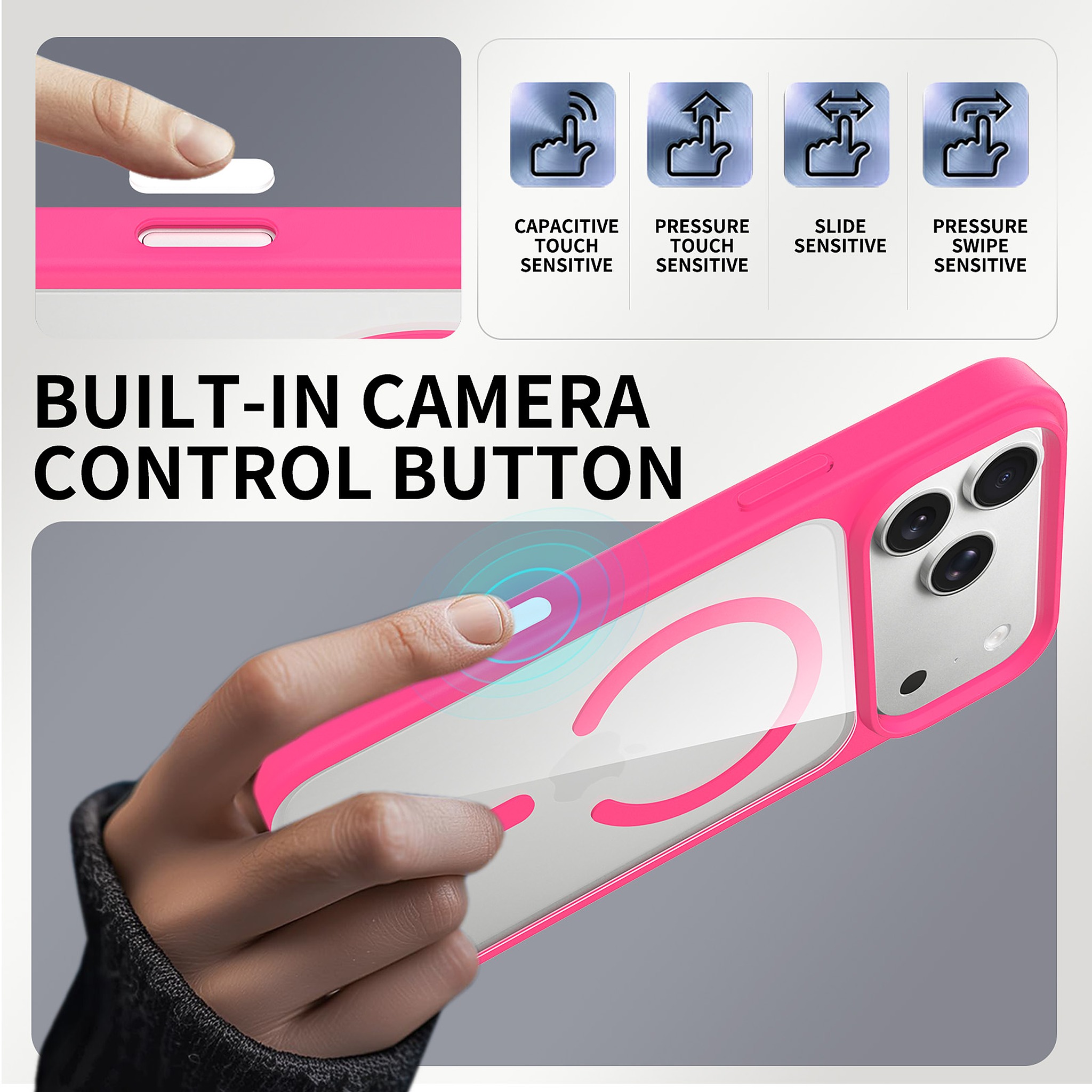 SendaFit Clear Two-in-One Touch Camera-Button MagSafe Case for iPhone 18 Pro Max (Fits iPhone 17 Pro Max) detail 10