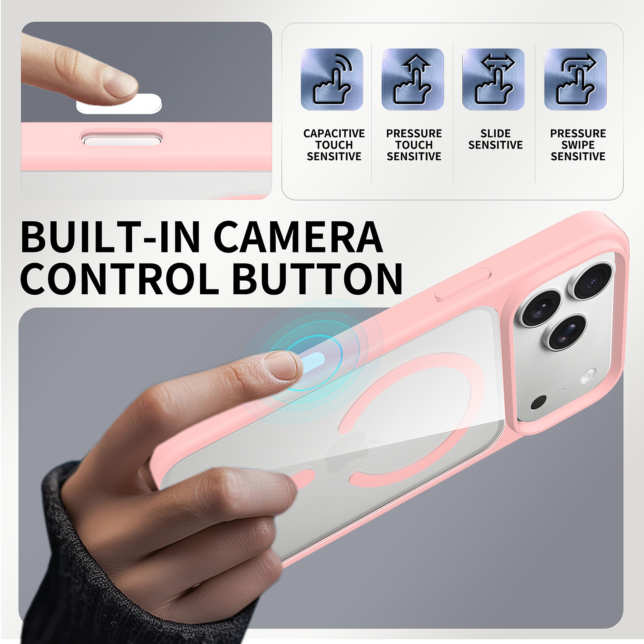 SendaFit Clear Two-in-One Touch Camera-Button MagSafe Case for iPhone 18 Pro Max (Fits iPhone 17 Pro Max) detail 16