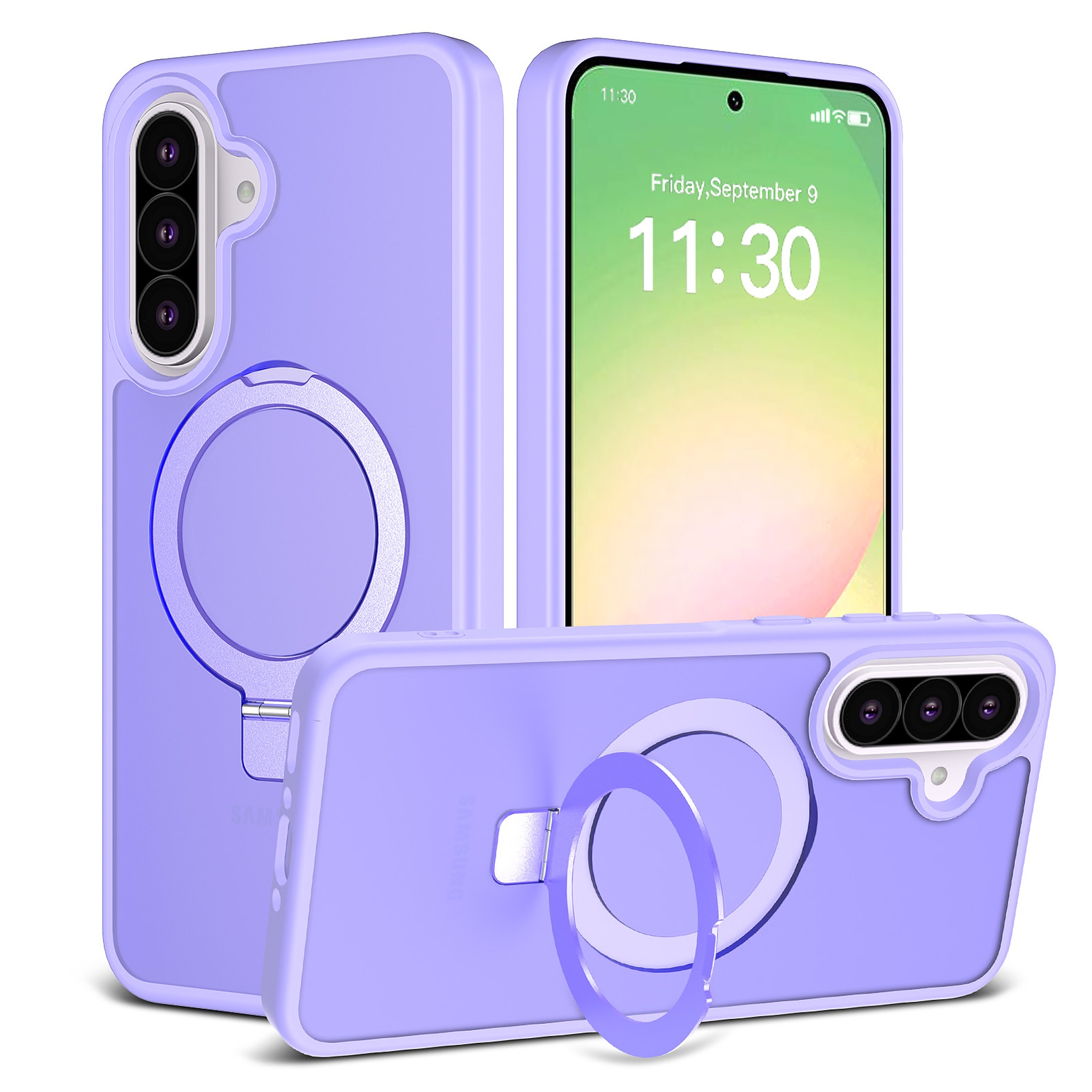 SendaFit Matte Skin-Feel Racket-Stand Case for Galaxy A36 (A56) - Light Purple