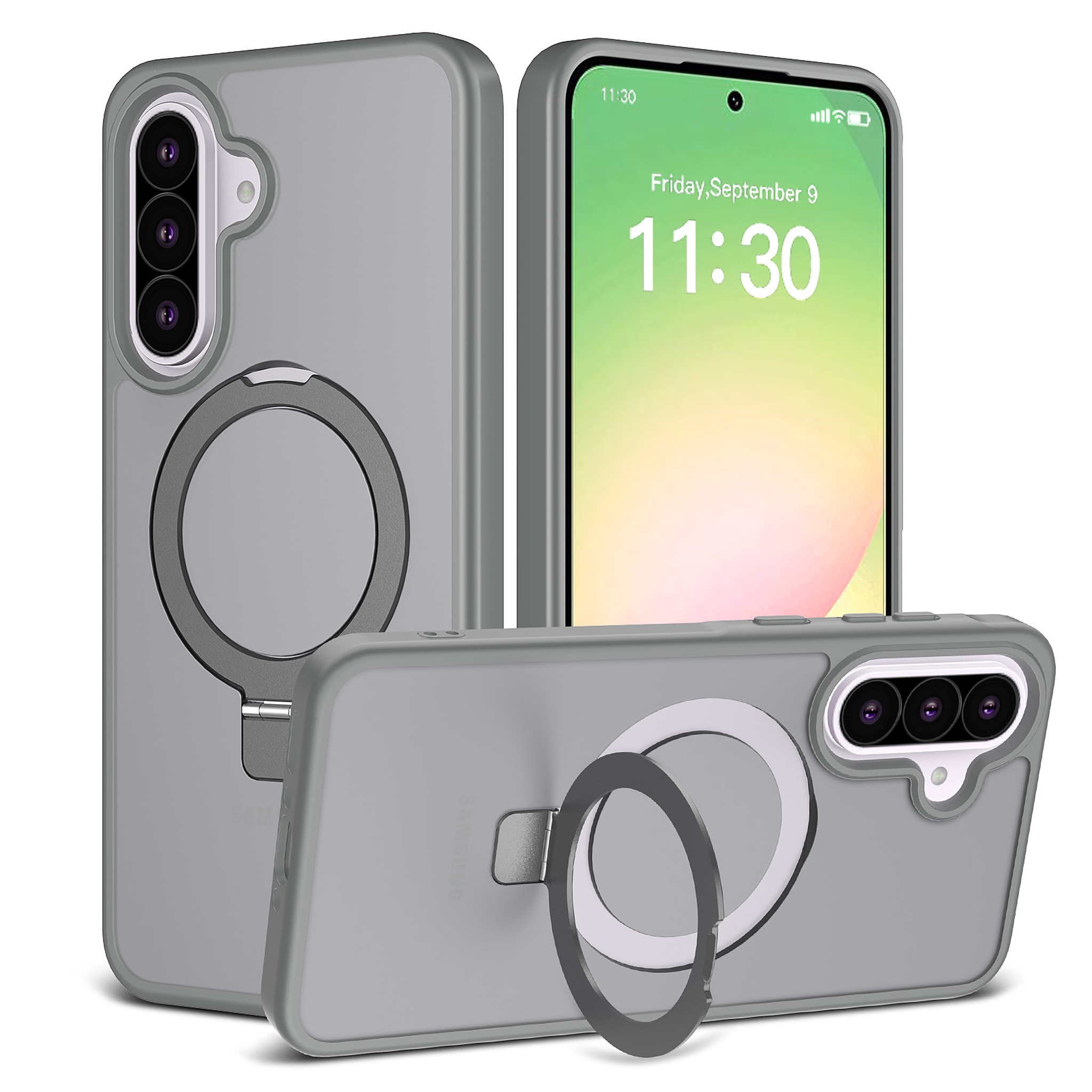 SendaFit Matte Skin-Feel Racket-Stand Case for Galaxy A36 (A56) - Dark Gray