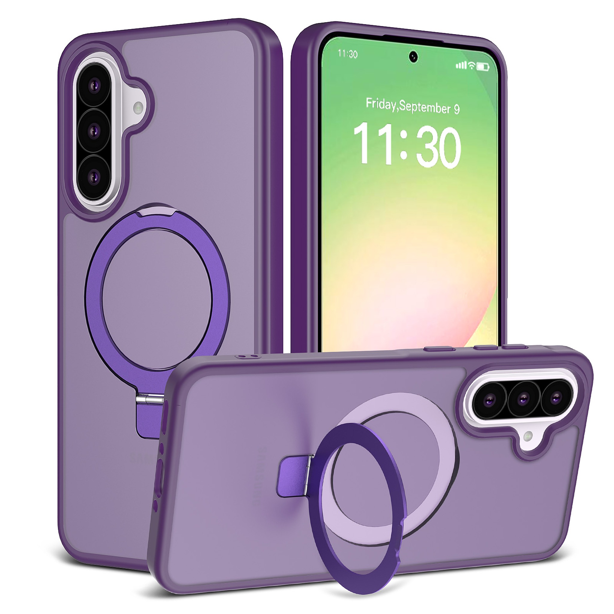 SendaFit Matte Skin-Feel Racket-Stand Case for Galaxy A36 (A56) - Deep Purple