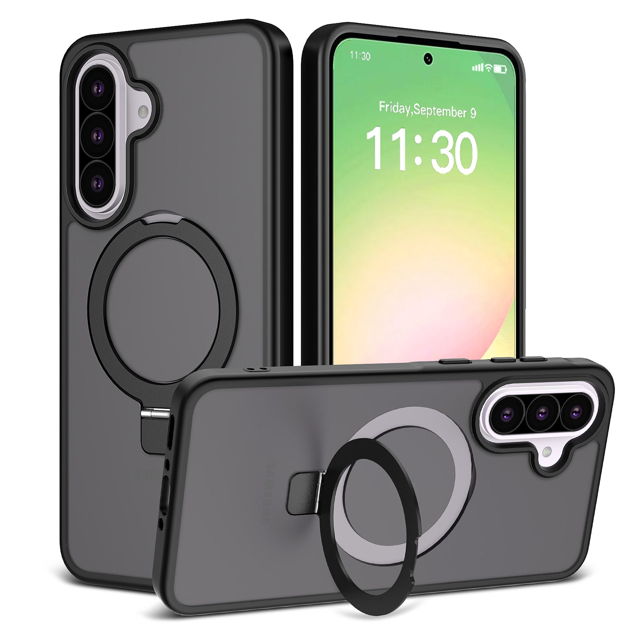 SendaFit Matte Skin-Feel Racket-Stand Case for Galaxy A36 (A56) - Matte Black