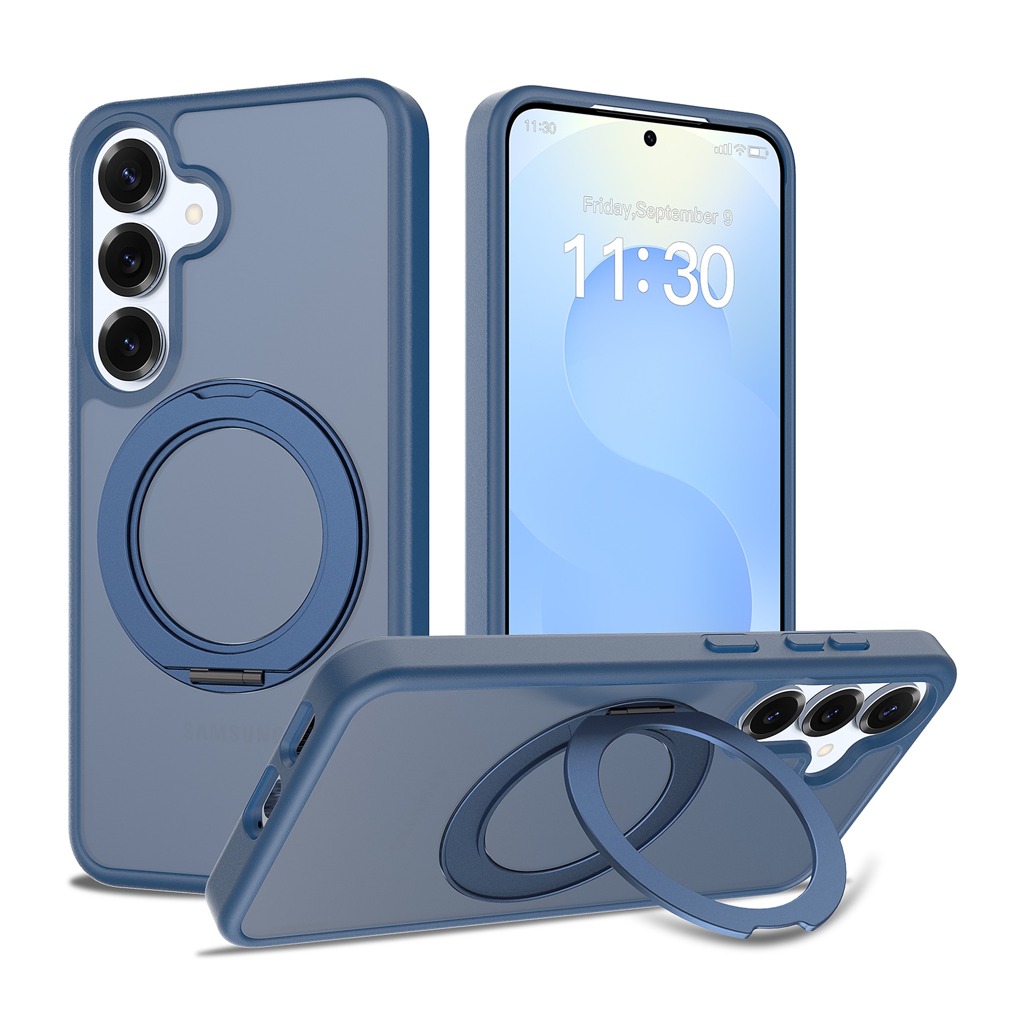 SendaFit Matte Skin-Feel 360° Stand Case for Galaxy S25 - Royal Blue
