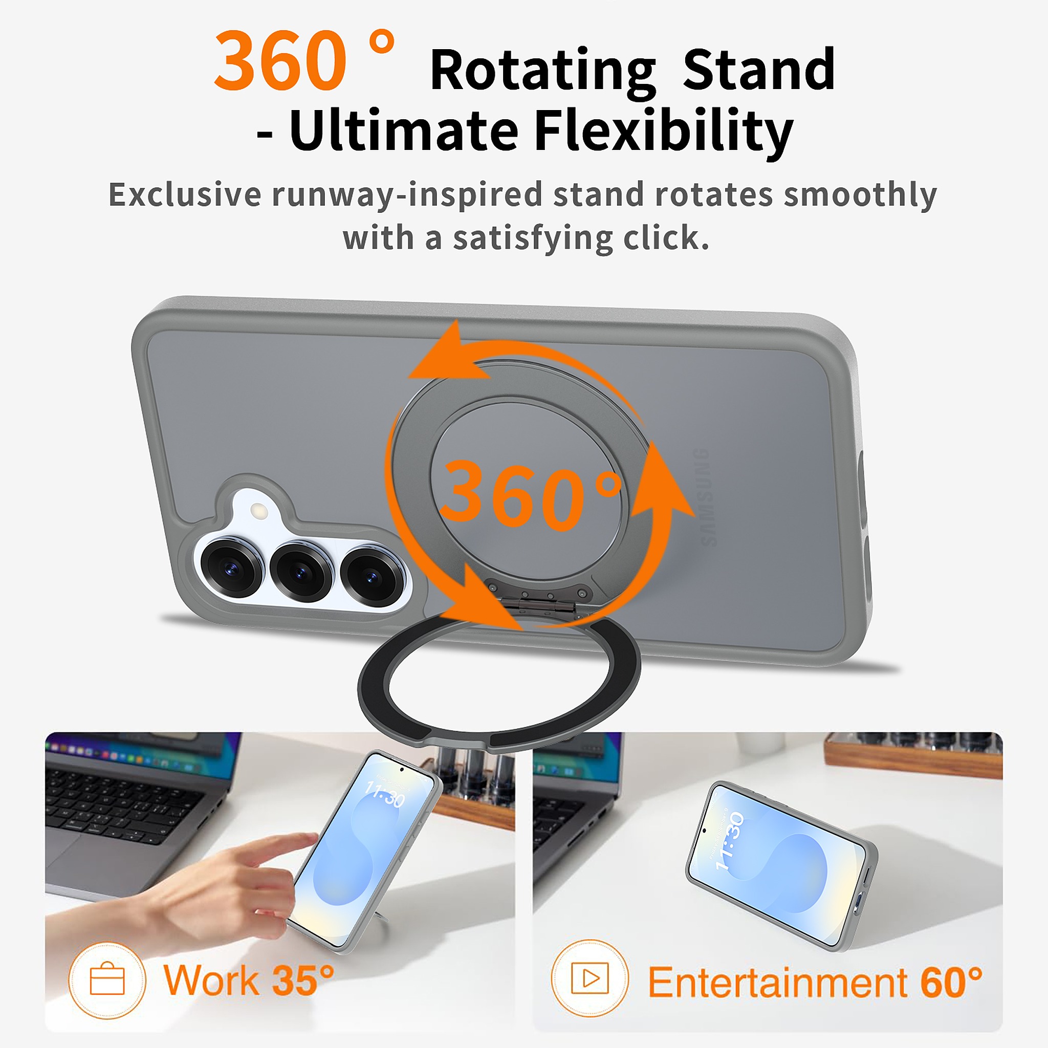 SendaFit Matte Skin-Feel 360° Stand Case for Galaxy S25 detail 12