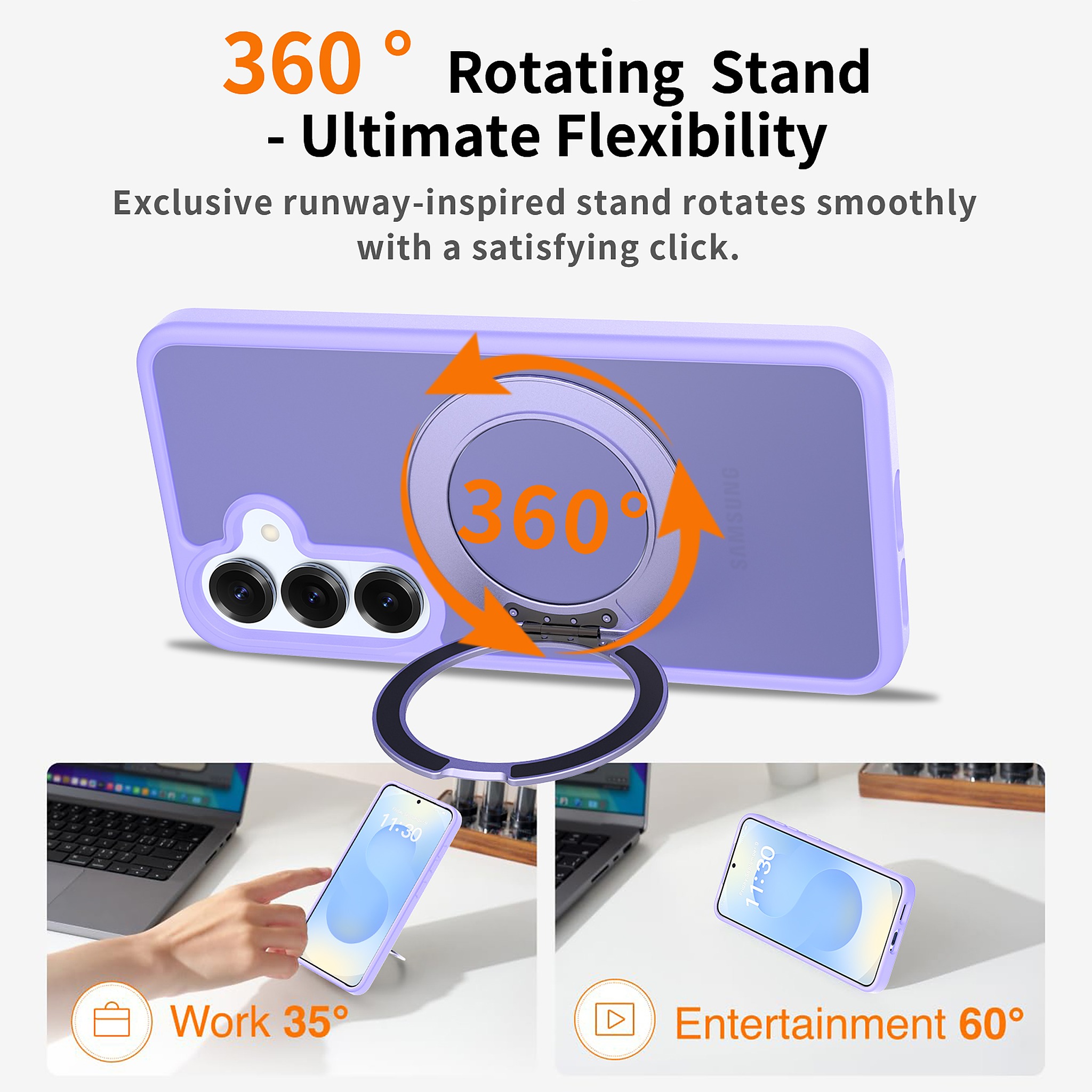 SendaFit Matte Skin-Feel 360° Stand Case for Galaxy S25 detail 2