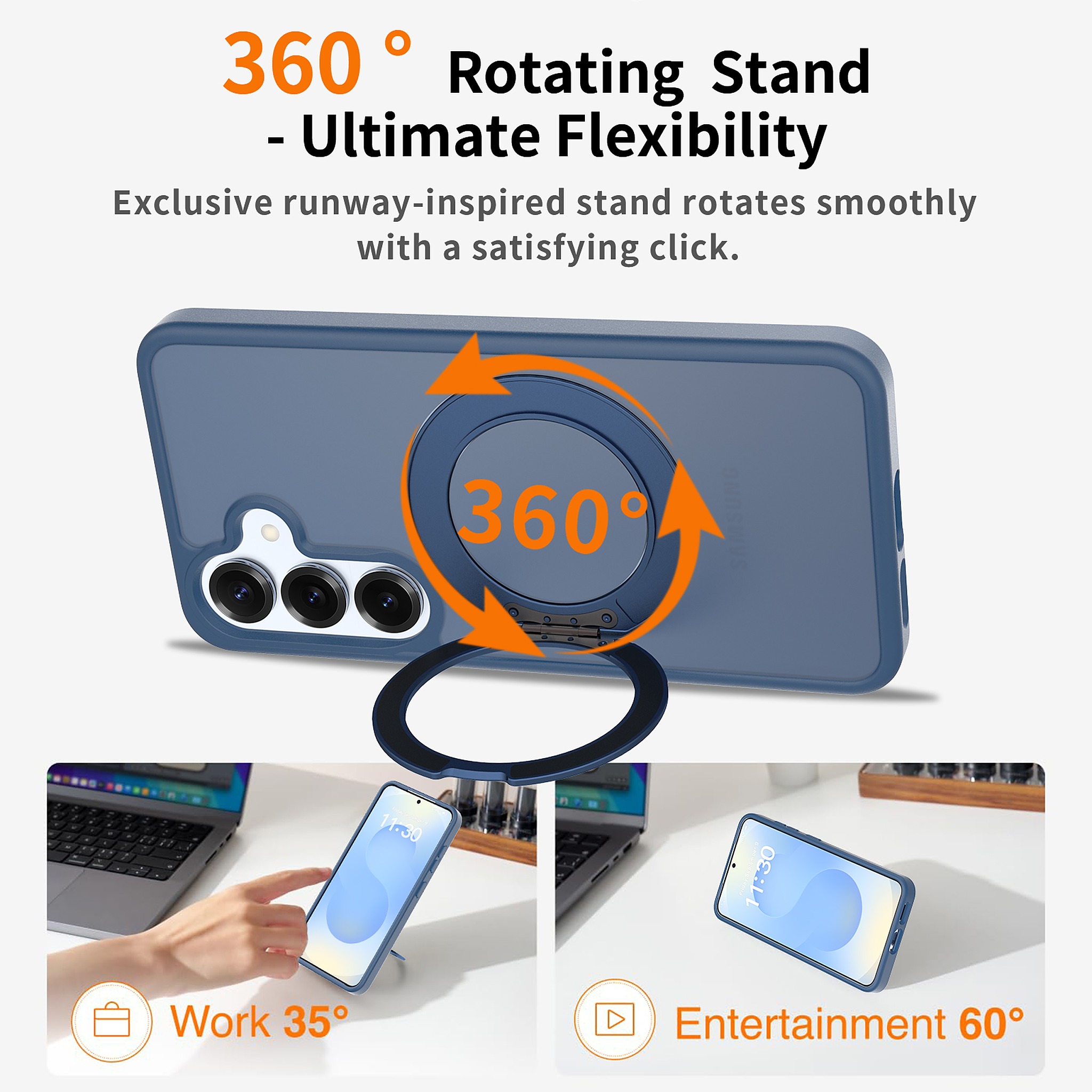 SendaFit Matte Skin-Feel 360° Stand Case for Galaxy S25 detail 23