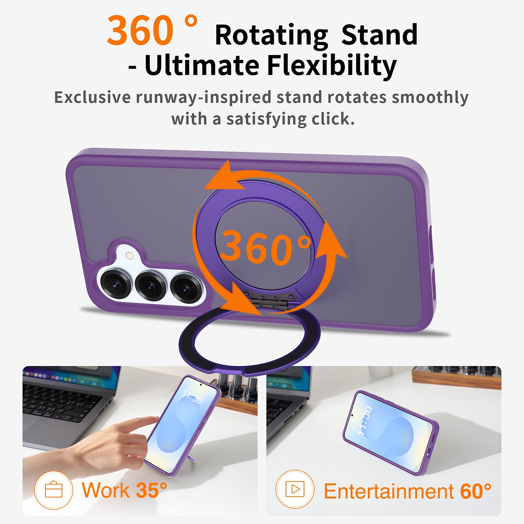 SendaFit Matte Skin-Feel 360° Stand Case for Galaxy S25 detail 27