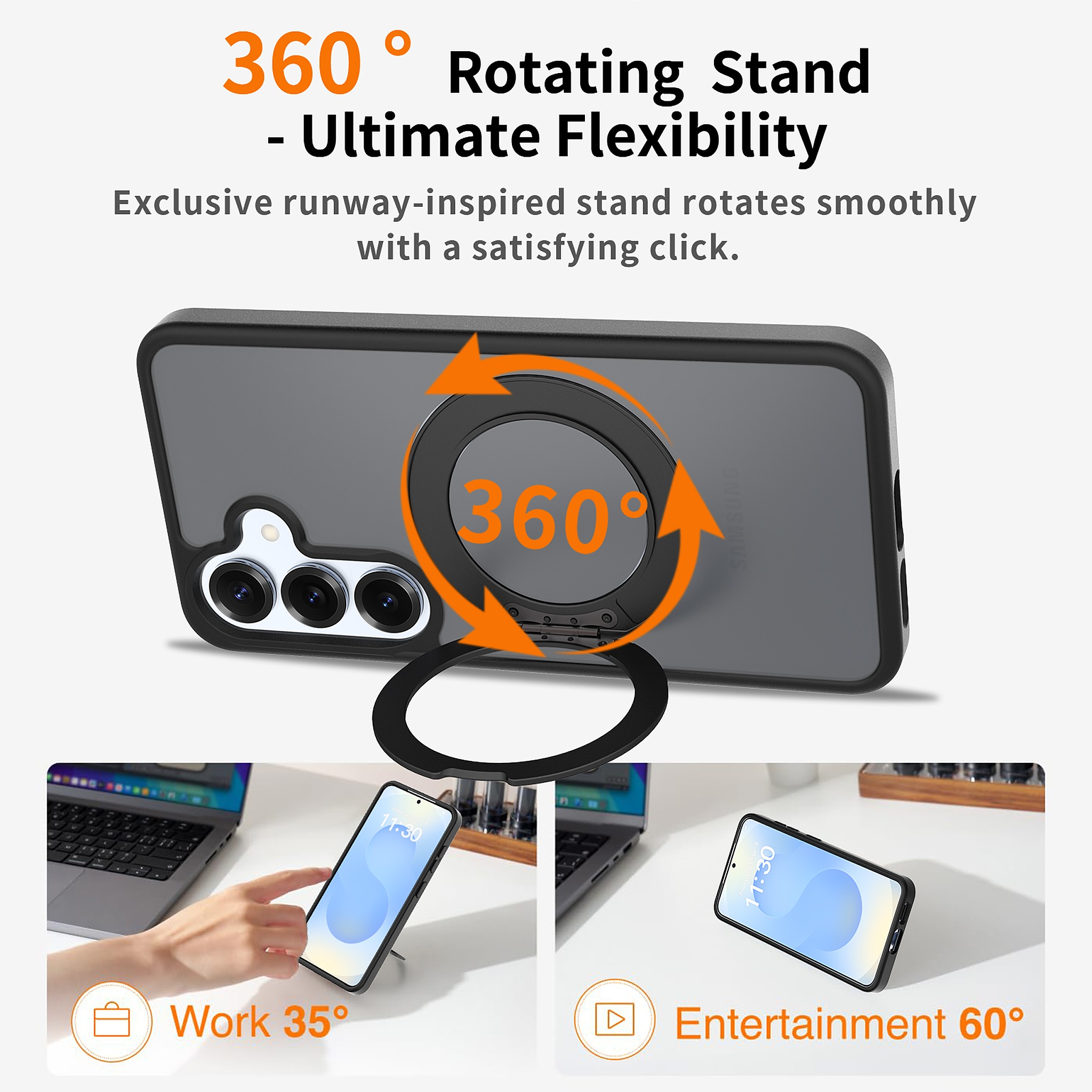 SendaFit Matte Skin-Feel 360° Stand Case for Galaxy S25 detail 7