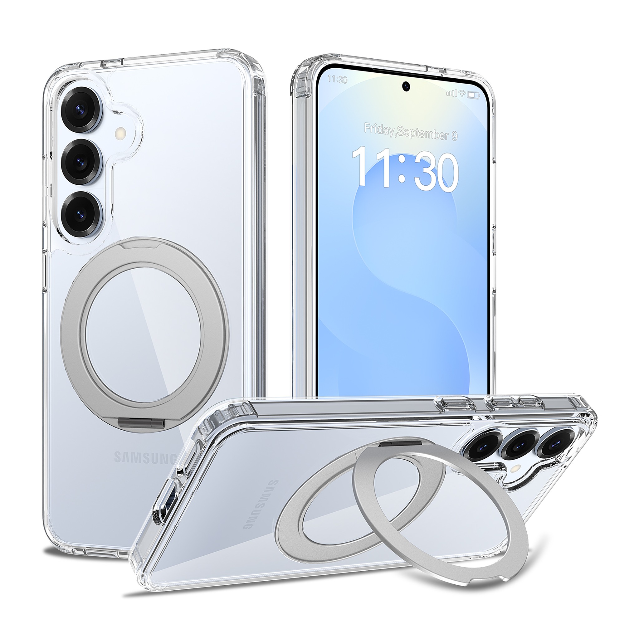 SendaFit Clear 360° Stand Case for Galaxy S25 - Transparent