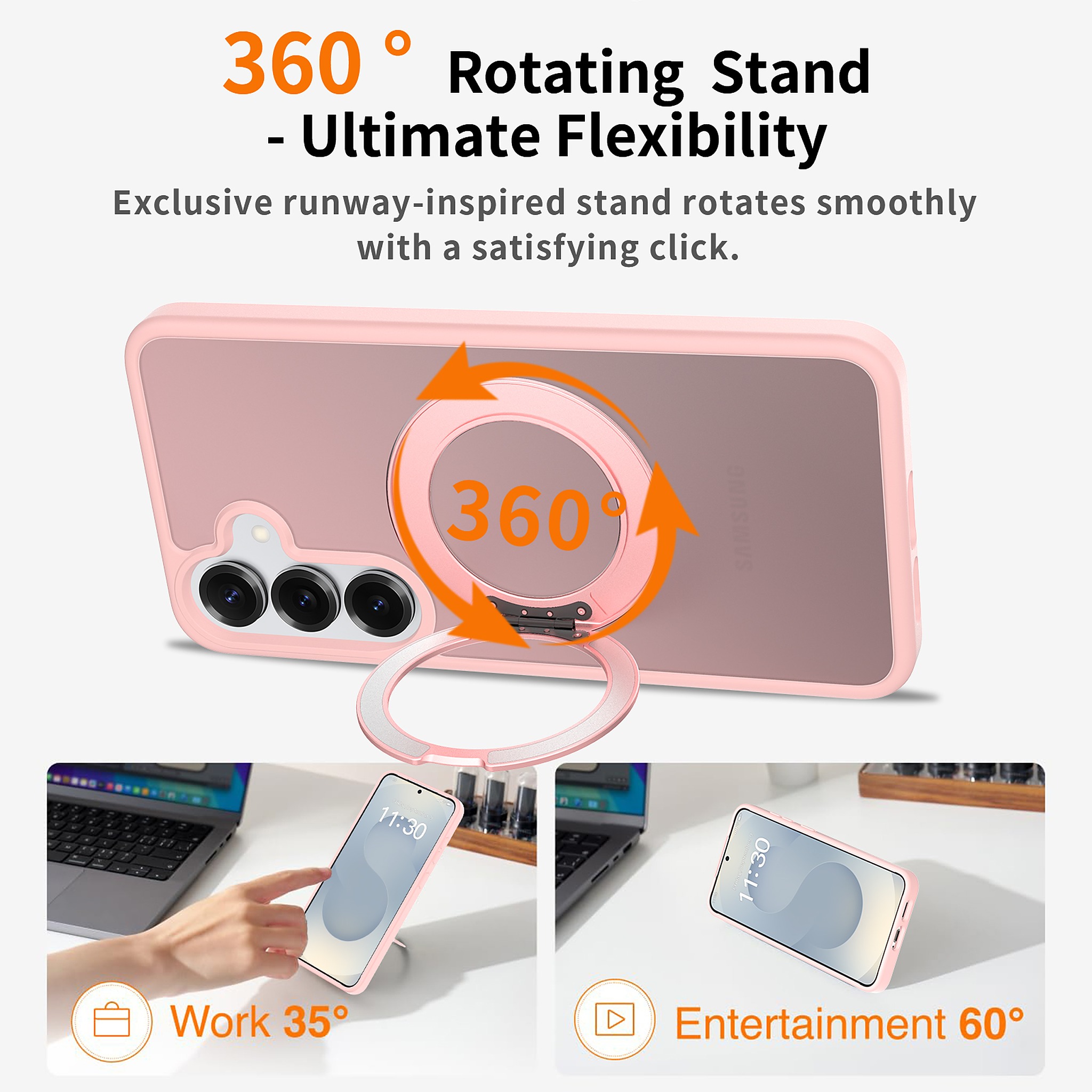 SendaFit Matte Skin-Feel 360° Stand Case for Galaxy S25+ detail 2