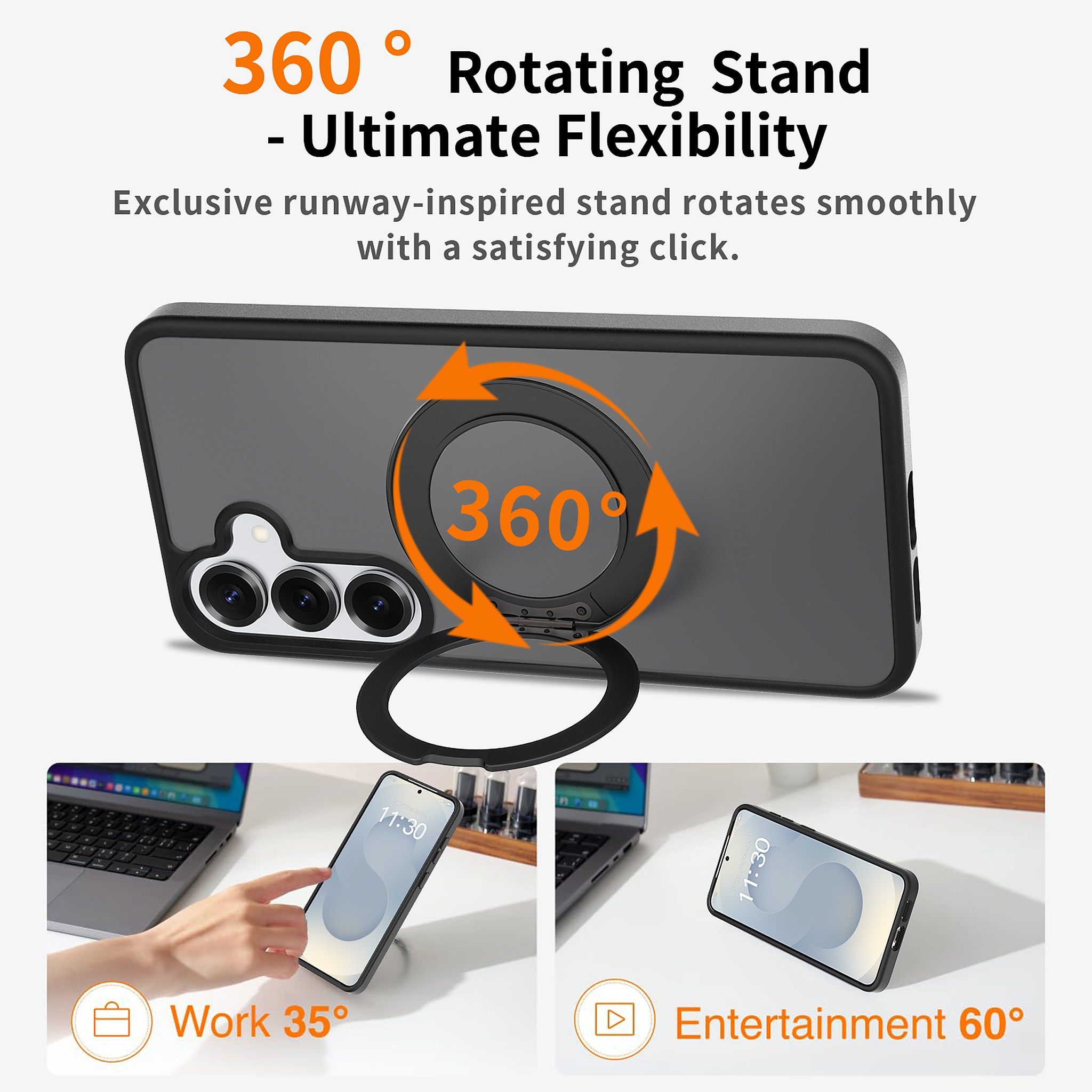 SendaFit Matte Skin-Feel 360° Stand Case for Galaxy S25+ detail 23