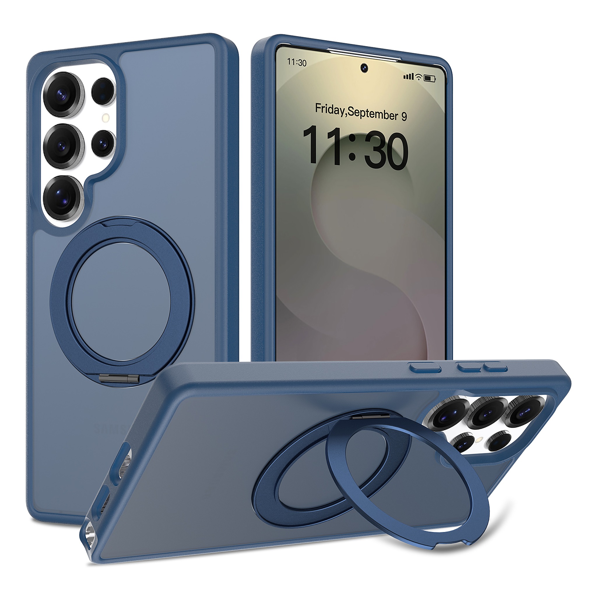 SendaFit Matte Skin-Feel 360° Stand Case for Galaxy S25 Ultra - Royal Blue