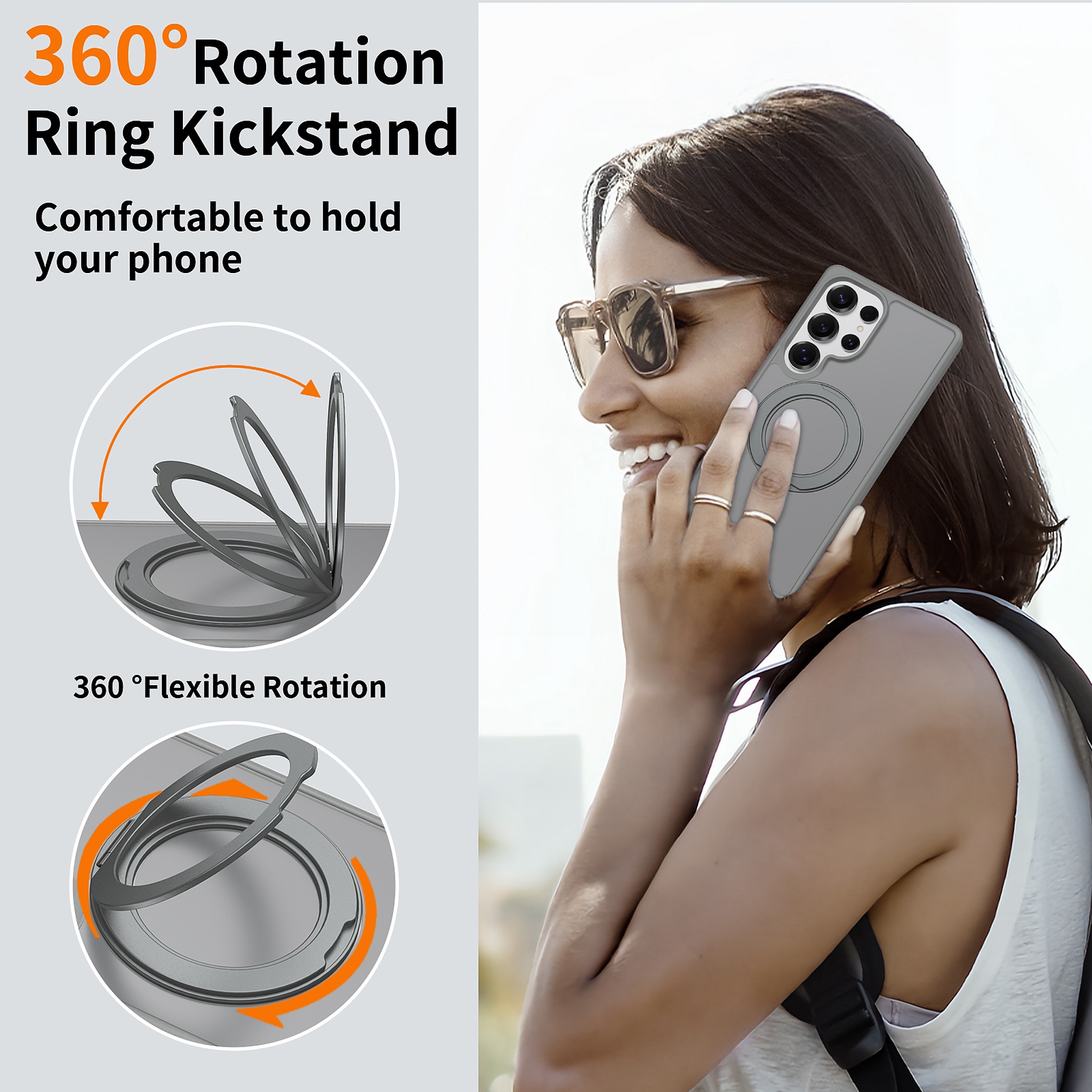 SendaFit Matte Skin-Feel 360° Stand Case for Galaxy S25 Ultra detail 1