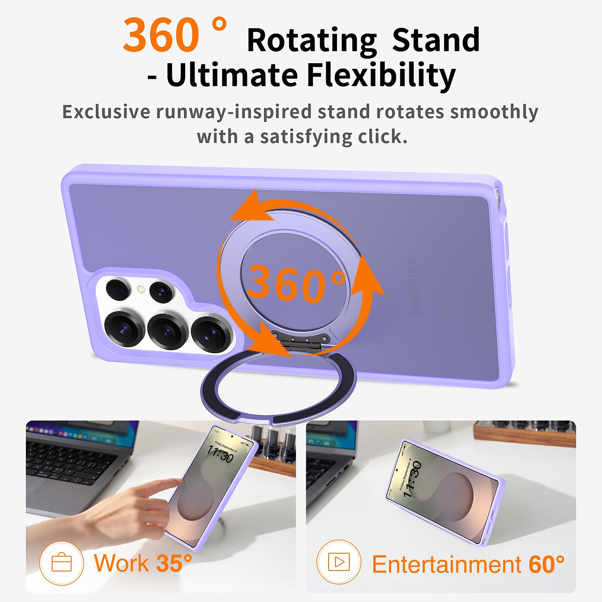 SendaFit Matte Skin-Feel 360° Stand Case for Galaxy S25 Ultra detail 12