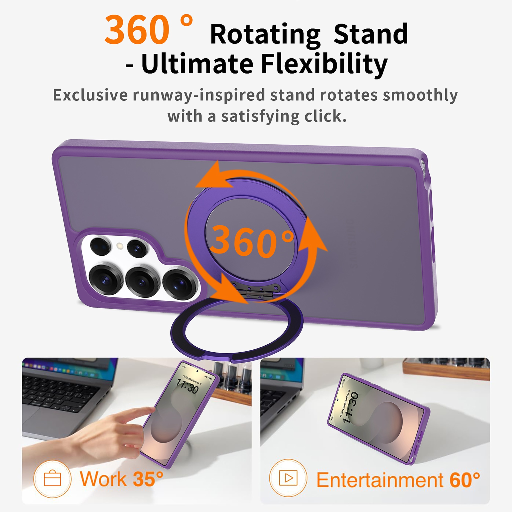 SendaFit Matte Skin-Feel 360° Stand Case for Galaxy S25 Ultra detail 17