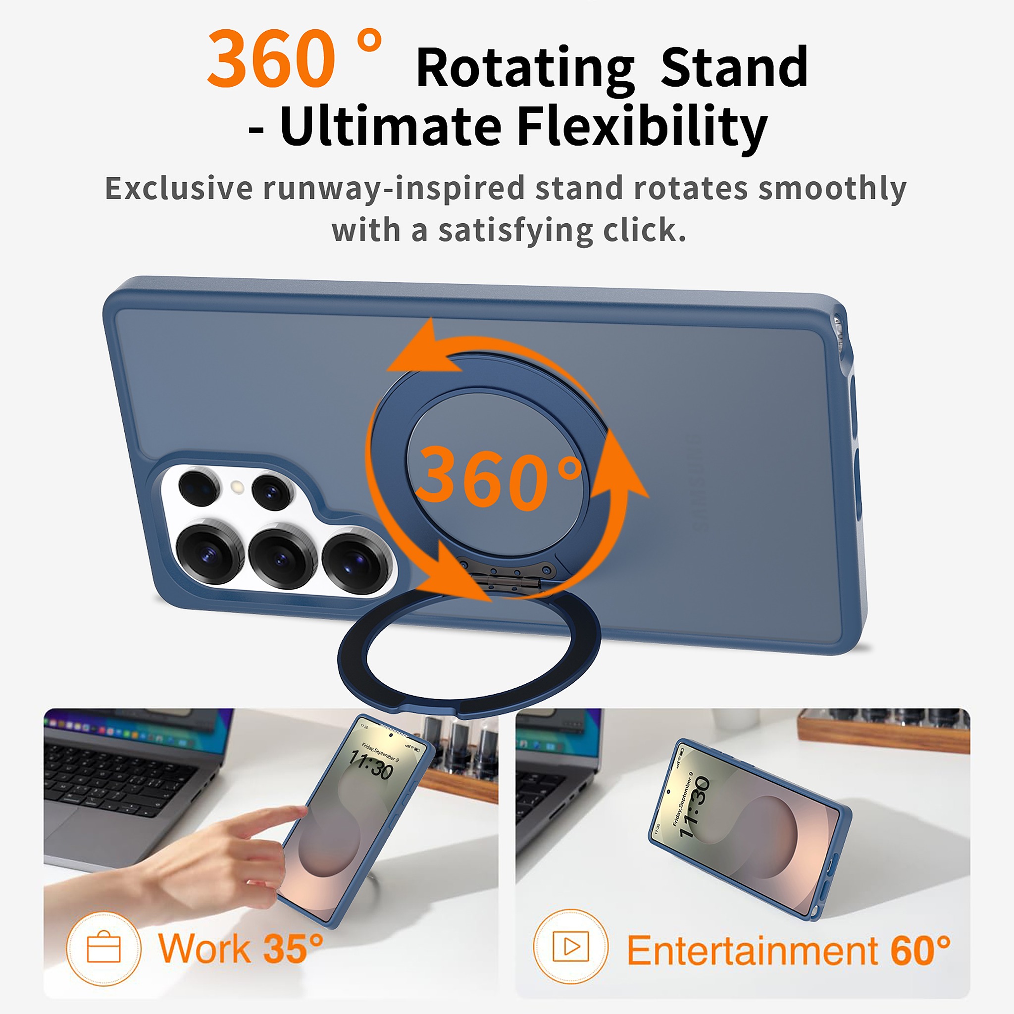 SendaFit Matte Skin-Feel 360° Stand Case for Galaxy S25 Ultra detail 23