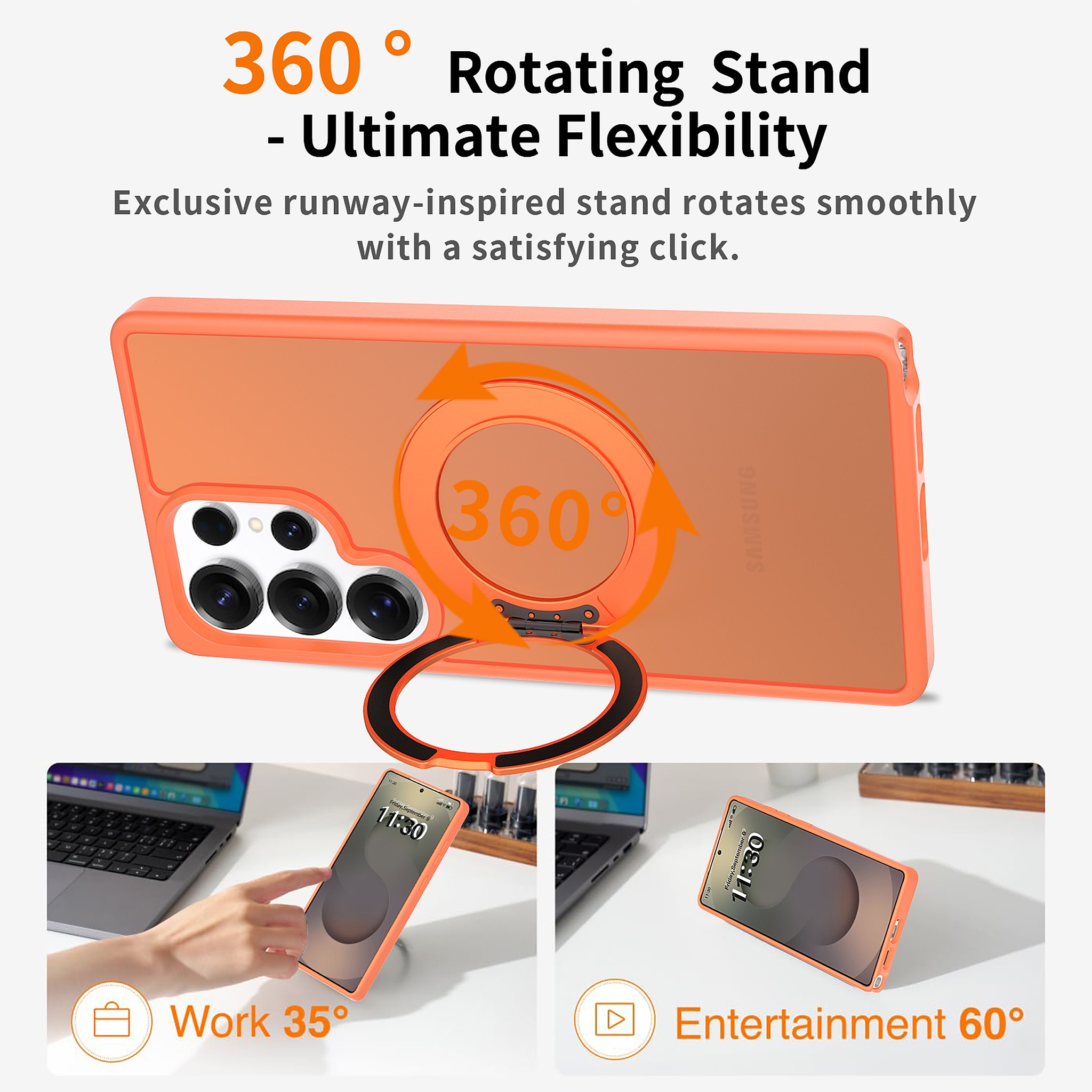 SendaFit Matte Skin-Feel 360° Stand Case for Galaxy S25 Ultra detail 29