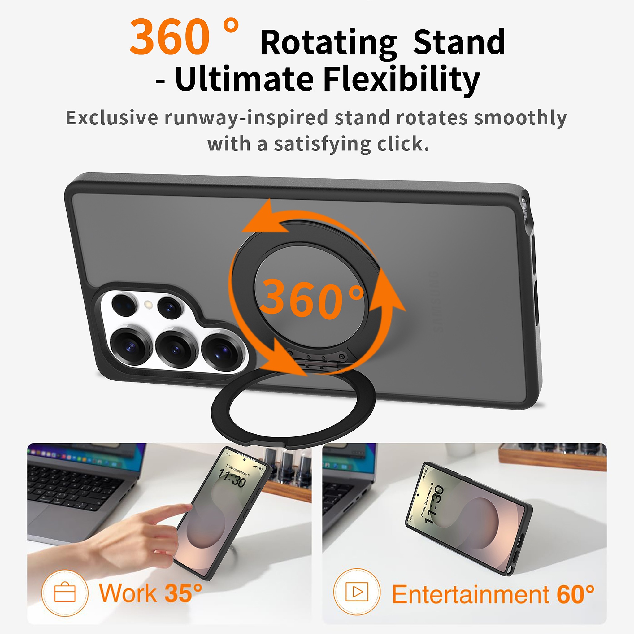 SendaFit Matte Skin-Feel 360° Stand Case for Galaxy S25 Ultra detail 32