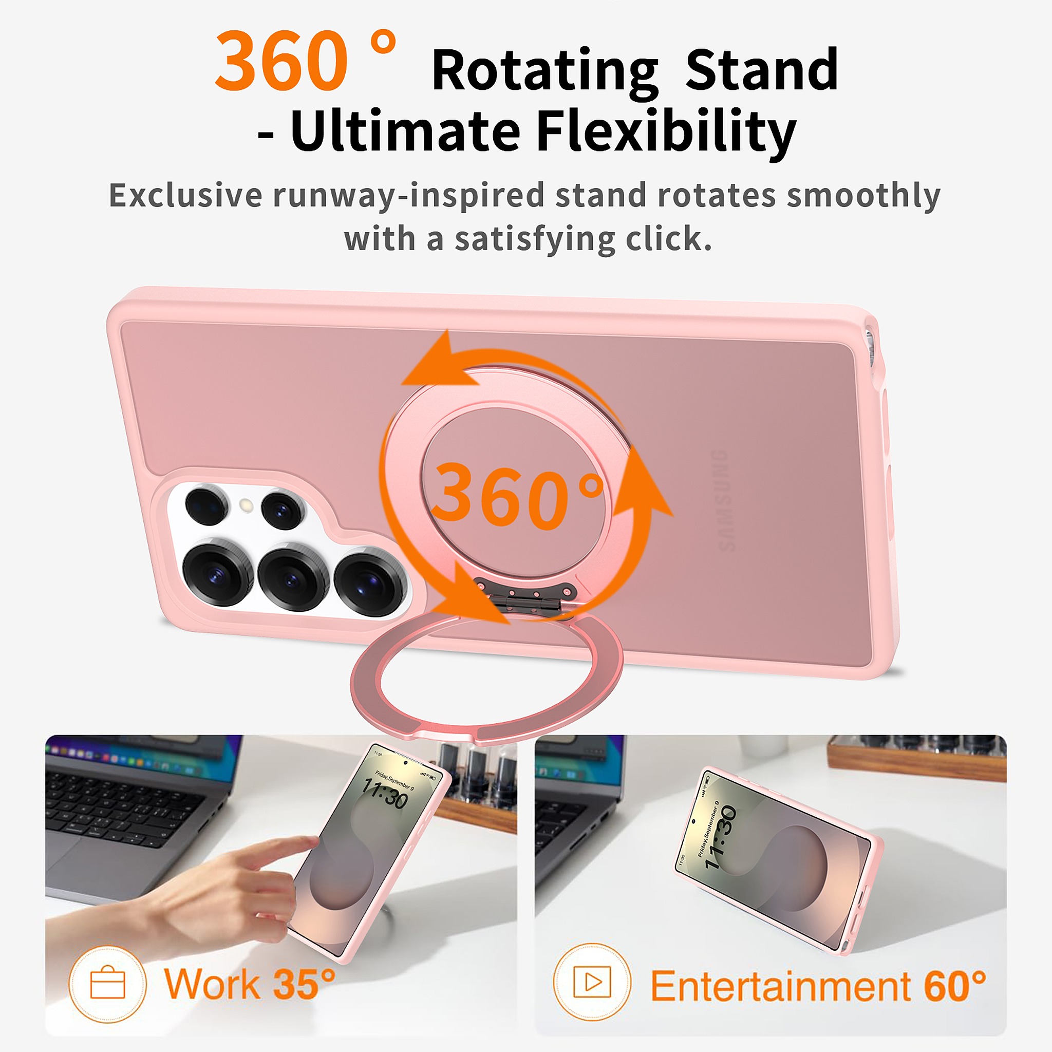 SendaFit Matte Skin-Feel 360° Stand Case for Galaxy S25 Ultra detail 7