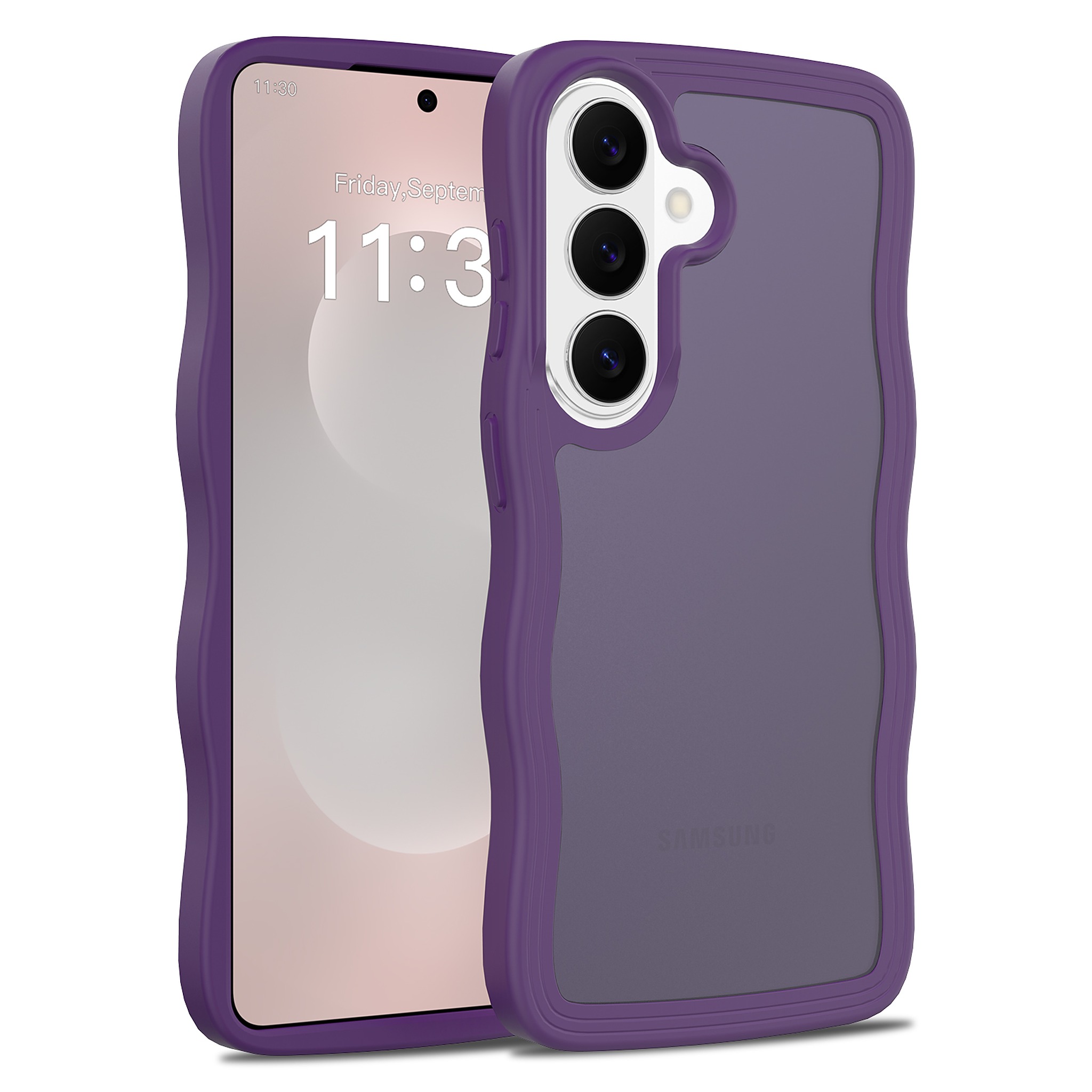 SendaFit Wavy Matte Two-in-One Case for Galaxy S26 - Deep Purple