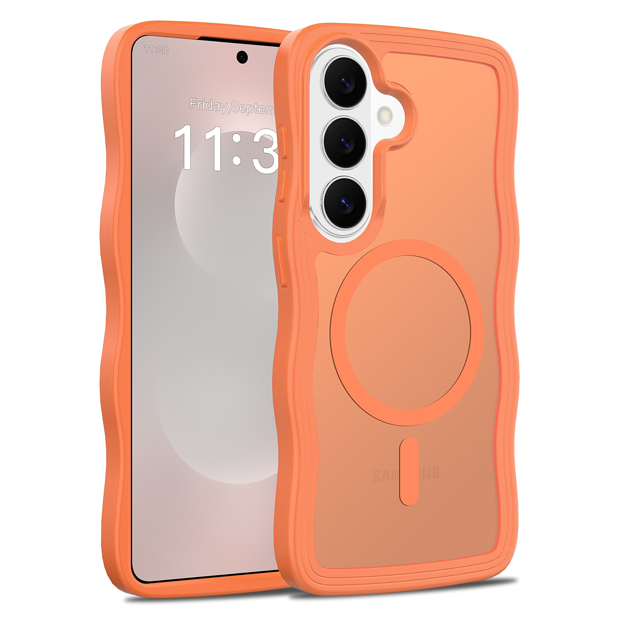 SendaFit Wavy Matte Two-in-One MagSafe Case for Galaxy S26 - Orange
