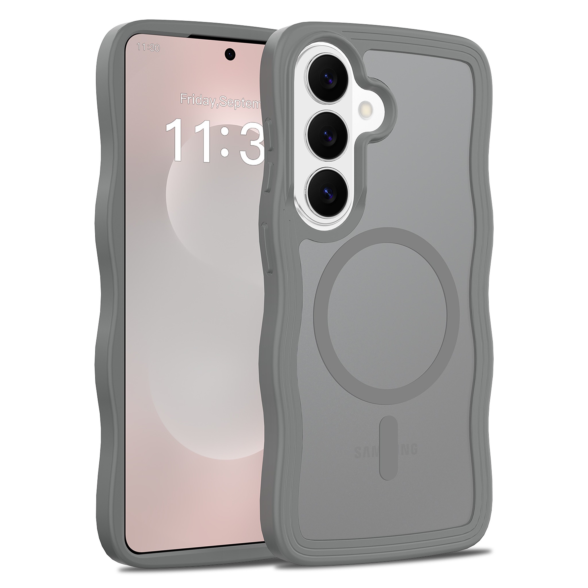 SendaFit Wavy Matte Two-in-One MagSafe Case for Galaxy S26 - Dark Gray