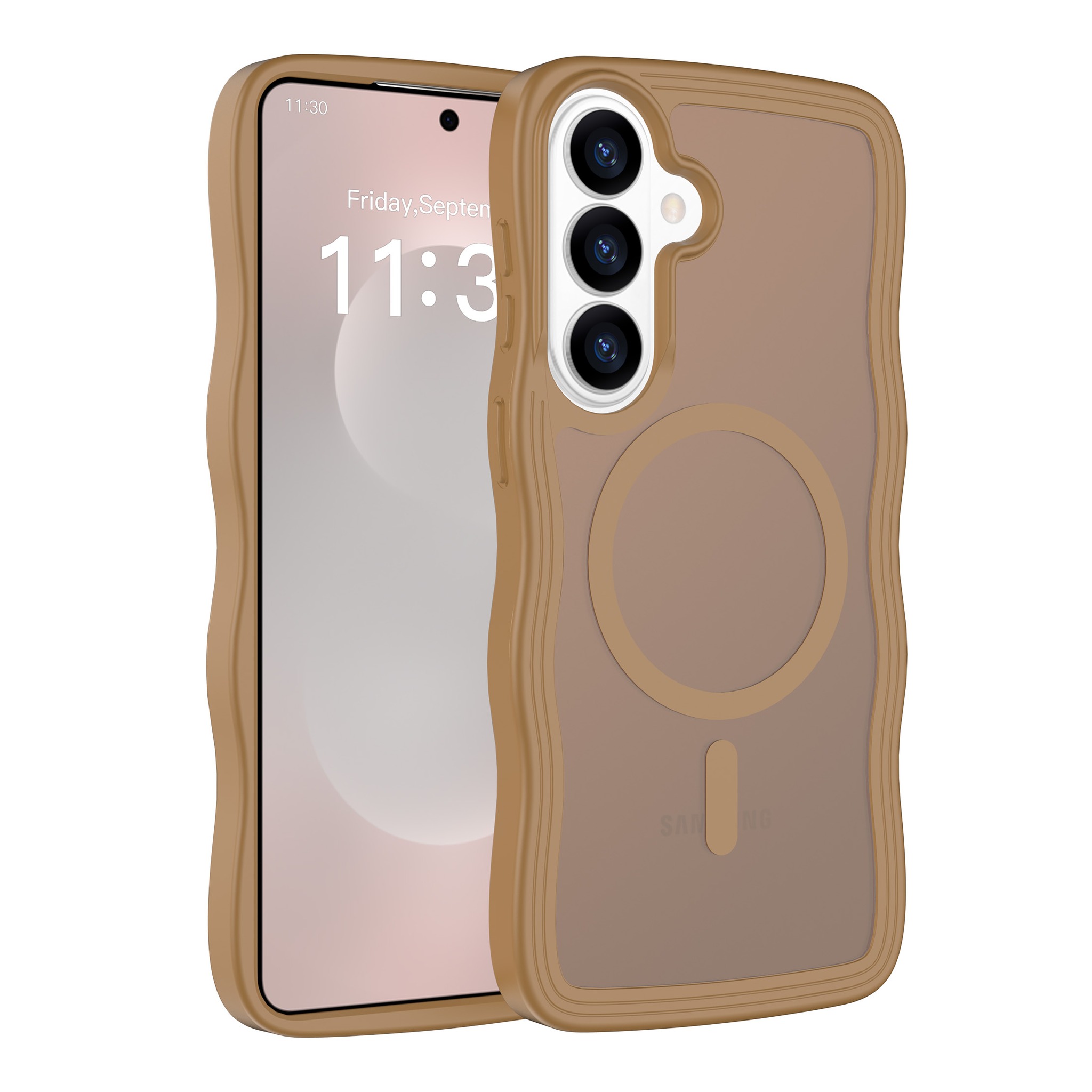 SendaFit Wavy Matte Two-in-One MagSafe Case for Galaxy S26+ - Coffee Brown