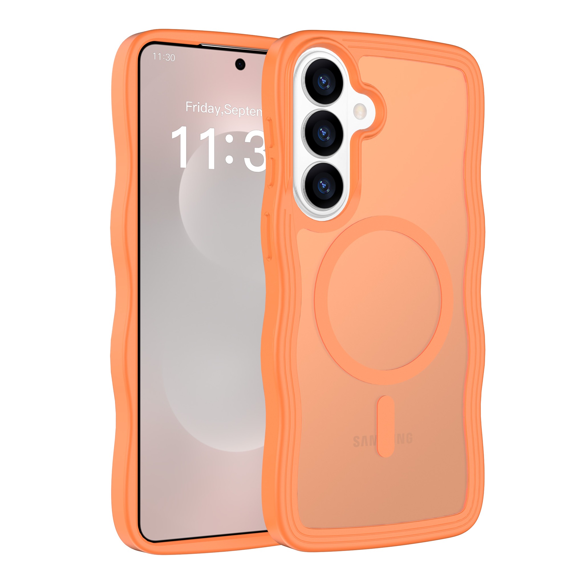 SendaFit Wavy Matte Two-in-One MagSafe Case for Galaxy S26+ - Orange