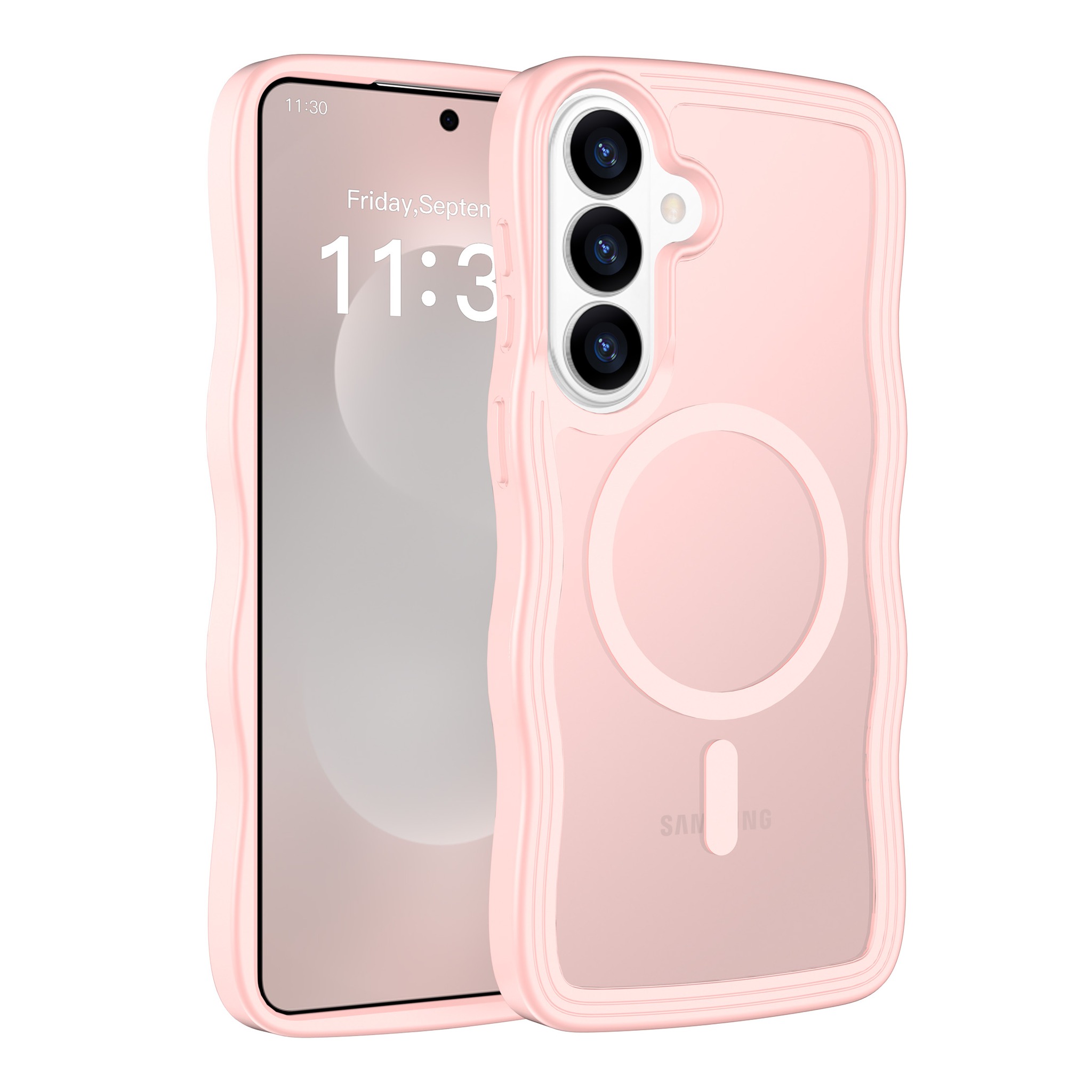 SendaFit Wavy Matte Two-in-One MagSafe Case for Galaxy S26+ - Light Pink