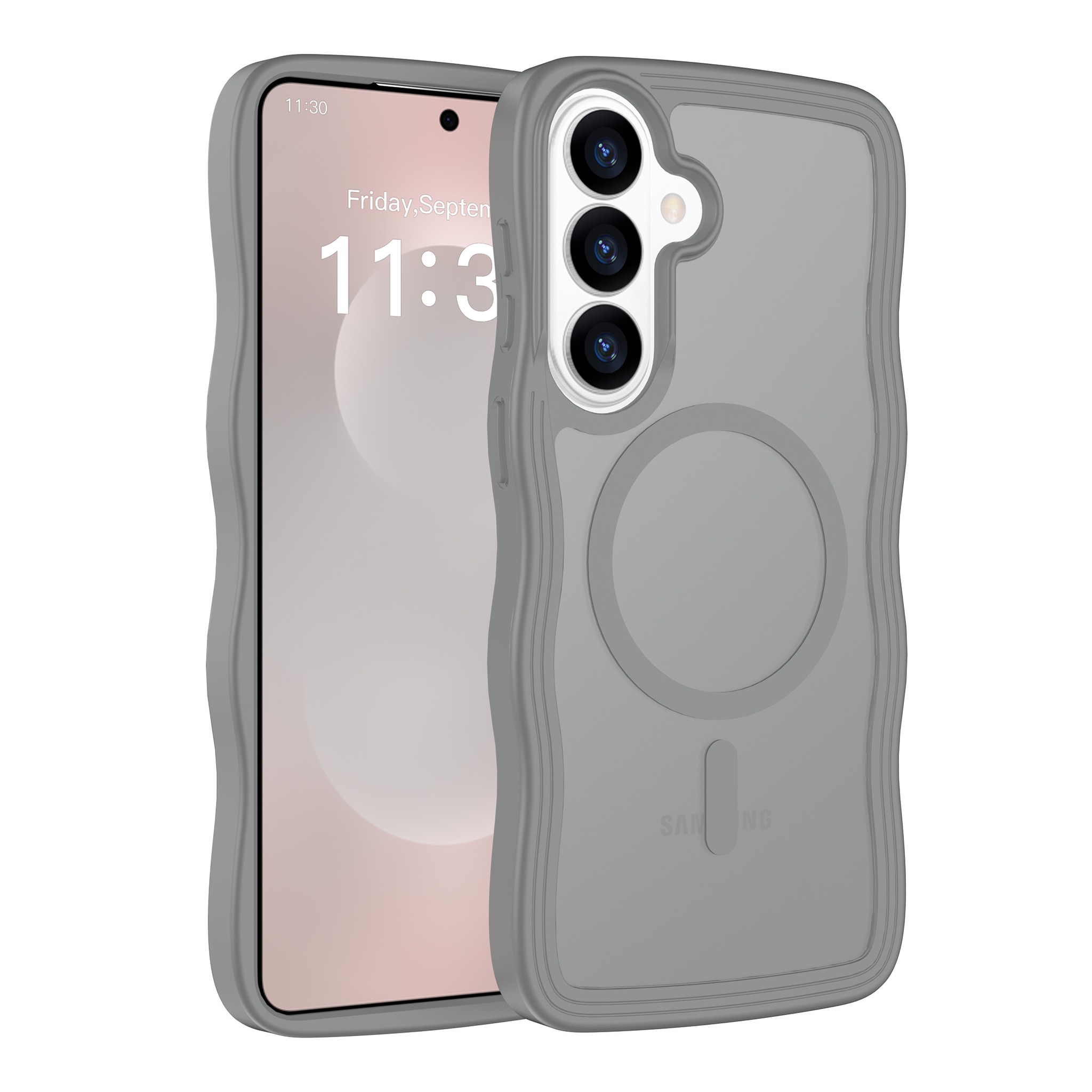 SendaFit Wavy Matte Two-in-One MagSafe Case for Galaxy S26+ - Dark Gray