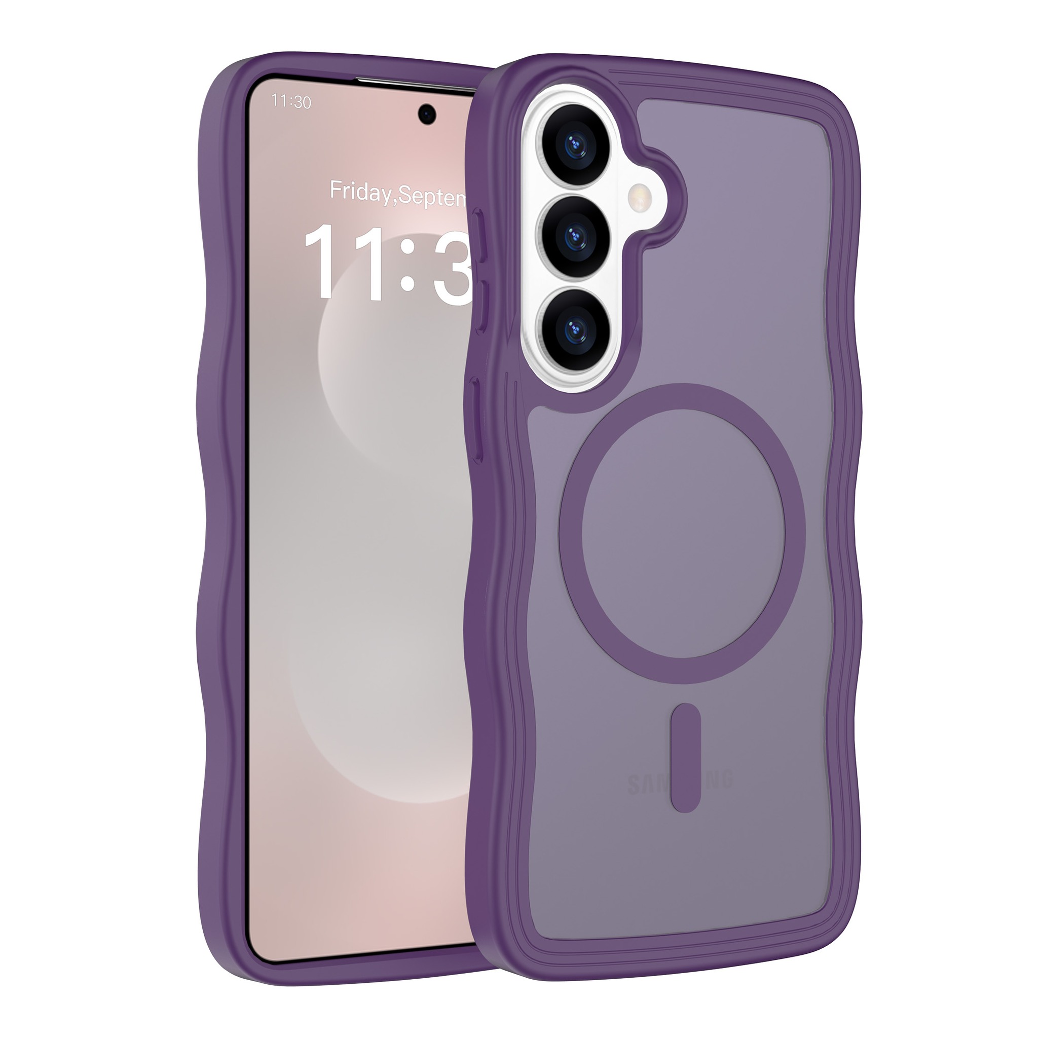 SendaFit Wavy Matte Two-in-One MagSafe Case for Galaxy S26+ - Deep Purple