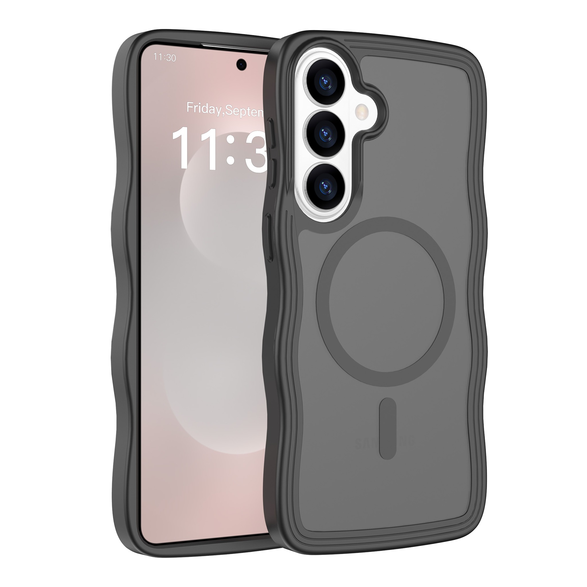 SendaFit Wavy Matte Two-in-One MagSafe Case for Galaxy S26+ - Matte Black