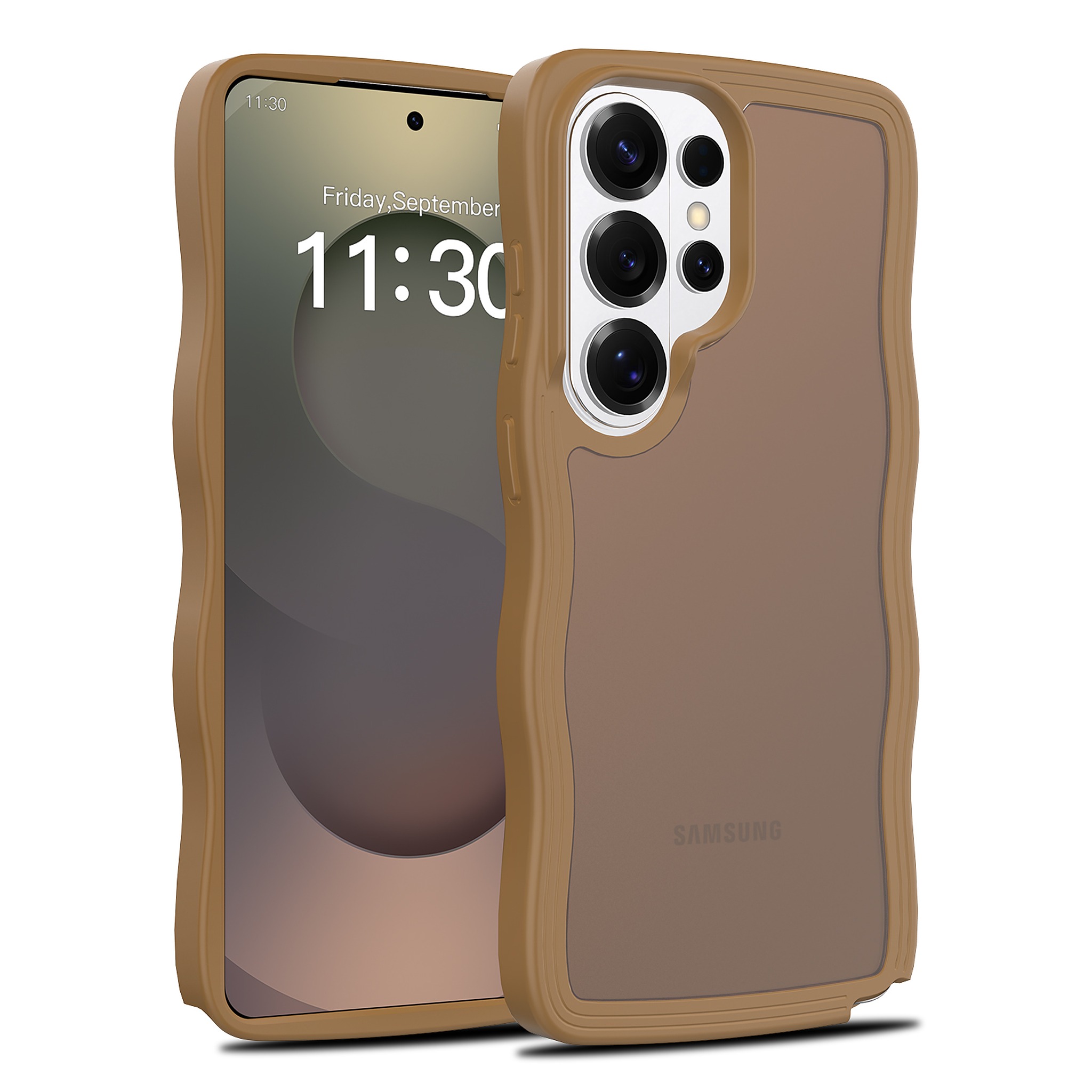 SendaFit Wavy Matte Two-in-One Case for Galaxy S26 Ultra - Coffee Brown
