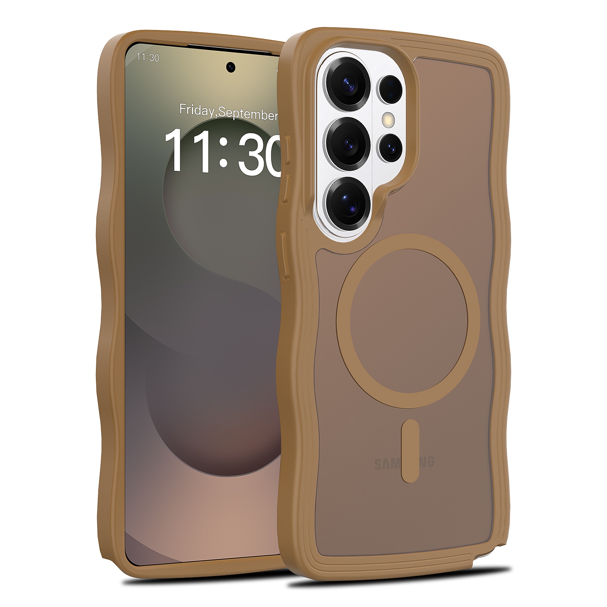 SendaFit Wavy Matte Two-in-One MagSafe Case for Galaxy S26 Ultra - Coffee Brown