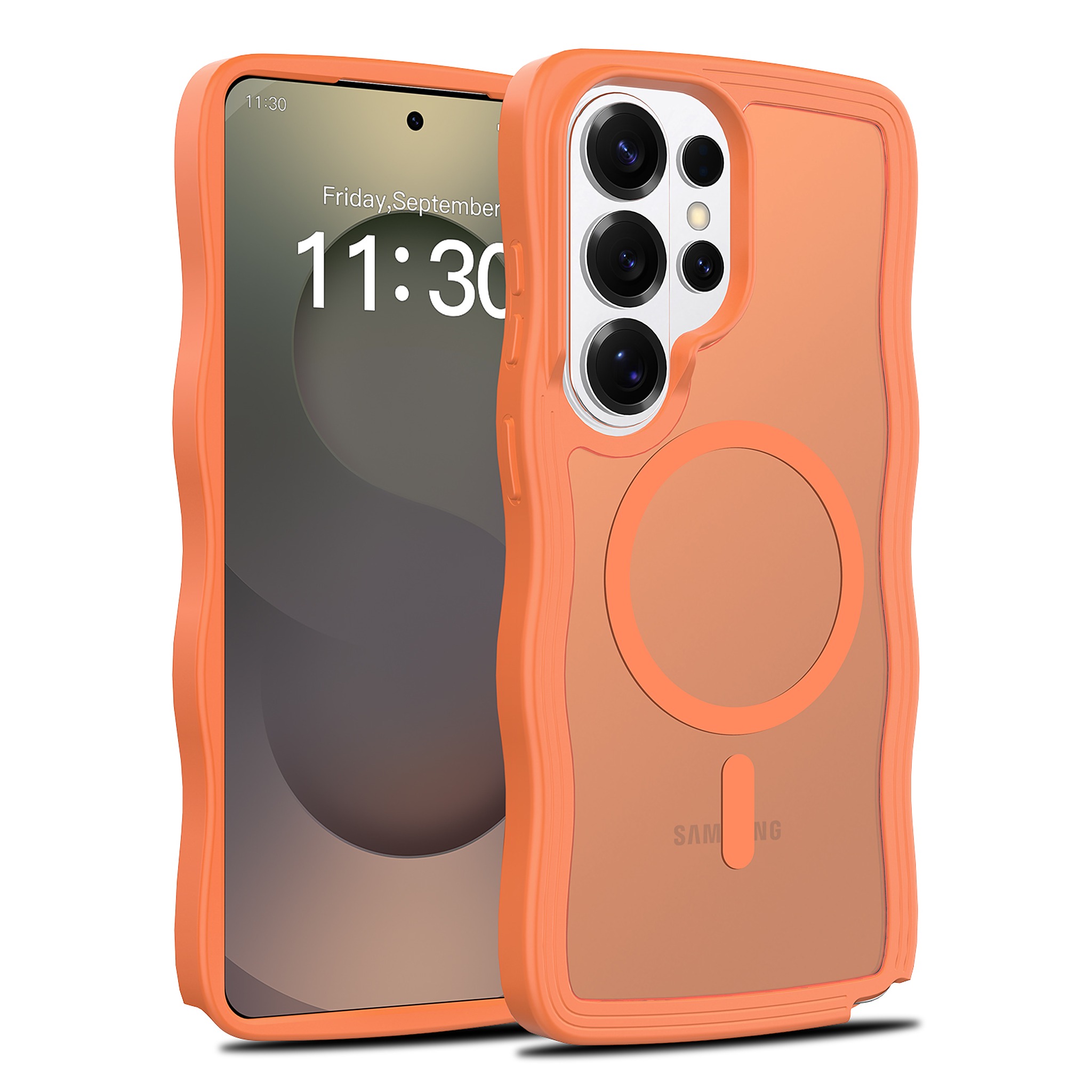 SendaFit Wavy Matte Two-in-One MagSafe Case for Galaxy S26 Ultra - Orange