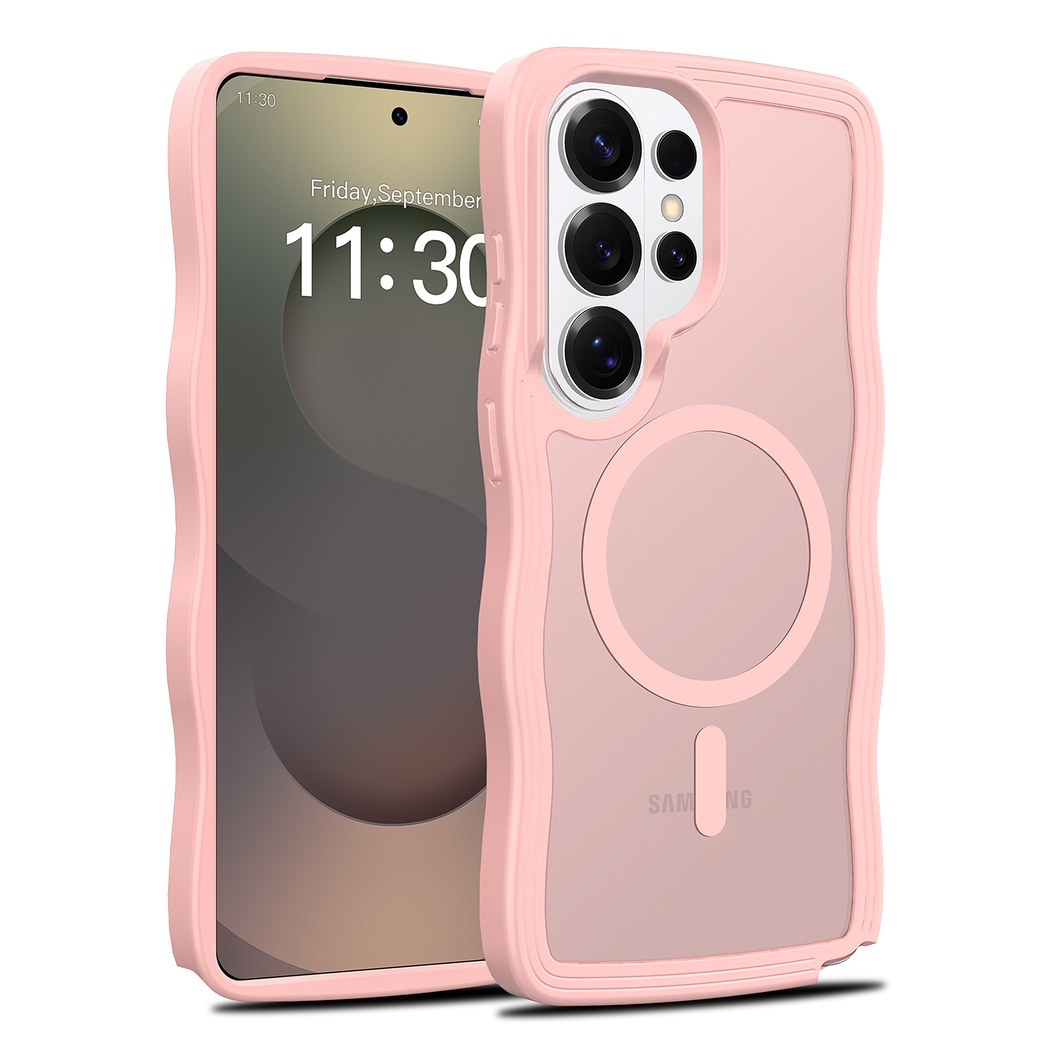 SendaFit Wavy Matte Two-in-One MagSafe Case for Galaxy S26 Ultra - Light Pink