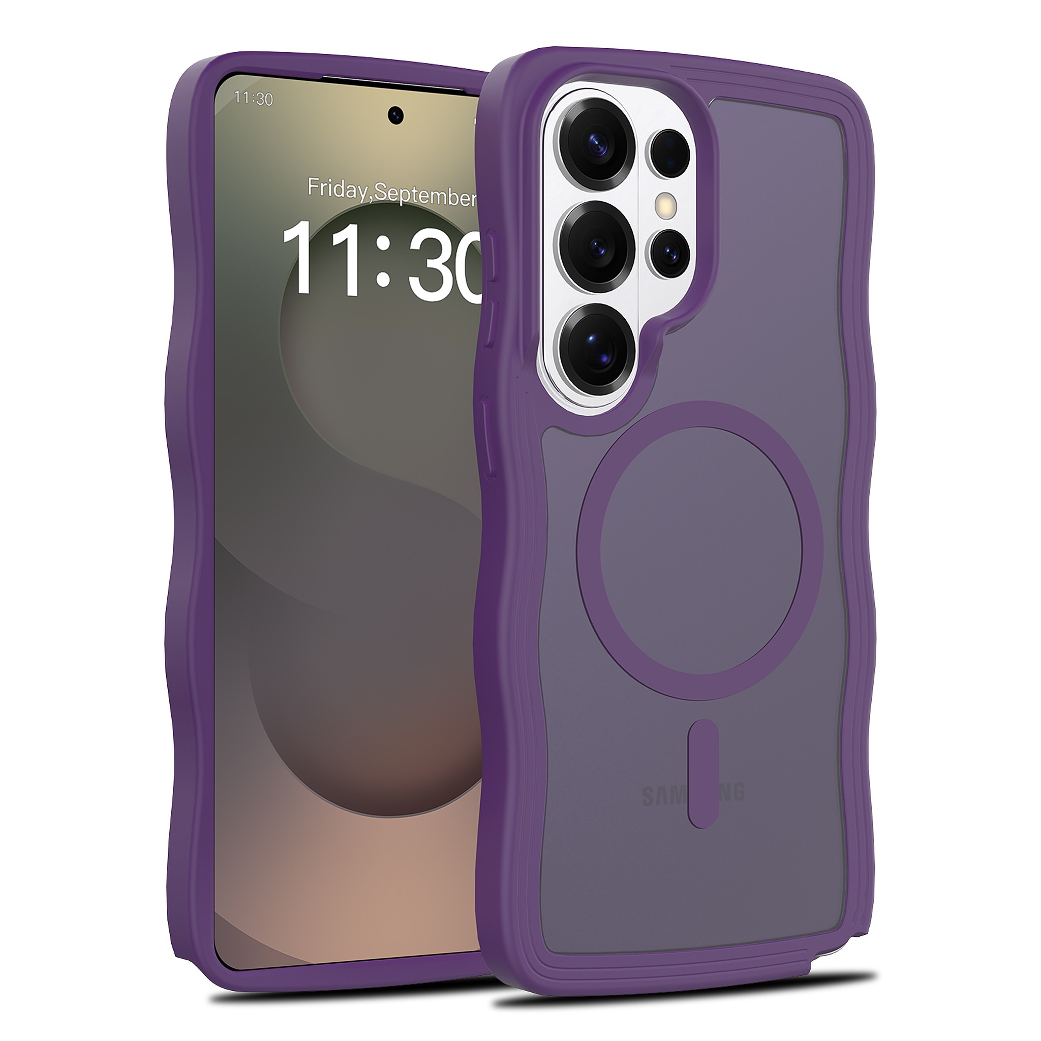 SendaFit Wavy Matte Two-in-One MagSafe Case for Galaxy S26 Ultra - Deep Purple