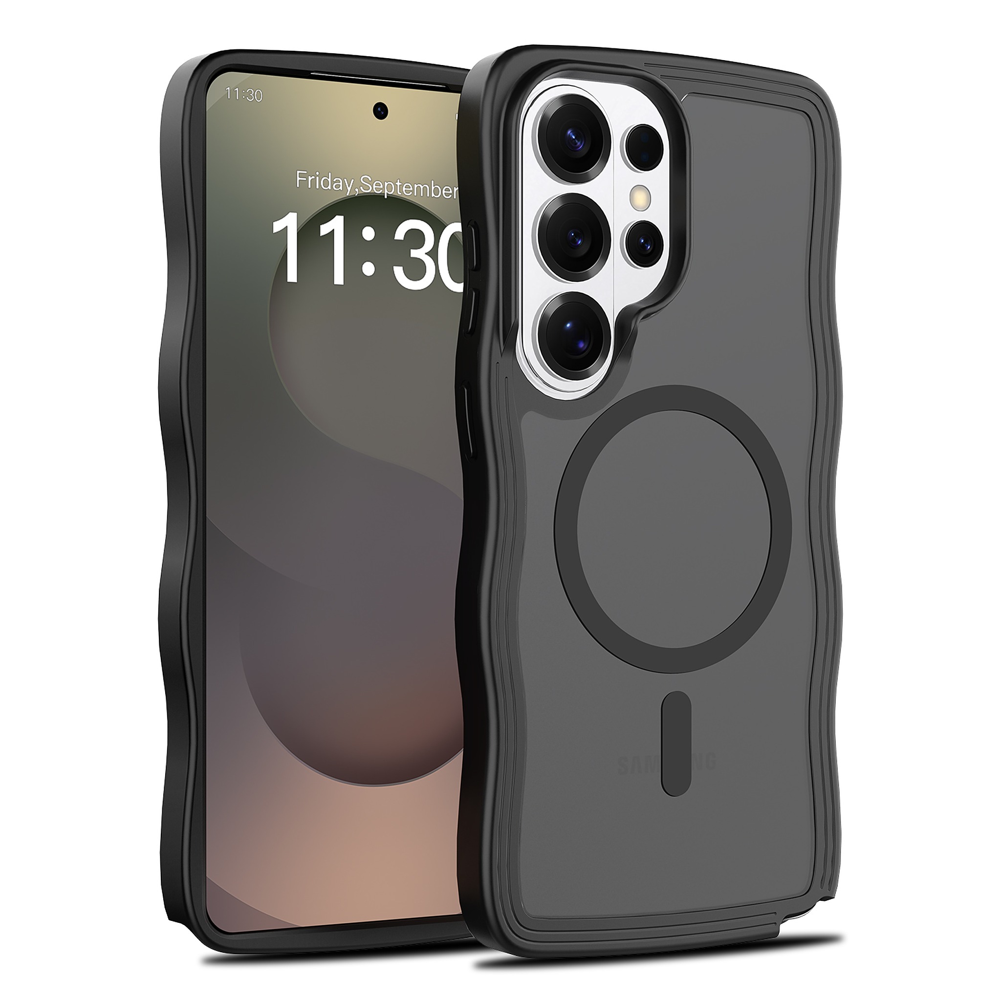 SendaFit Wavy Matte Two-in-One MagSafe Case for Galaxy S26 Ultra - Matte Black