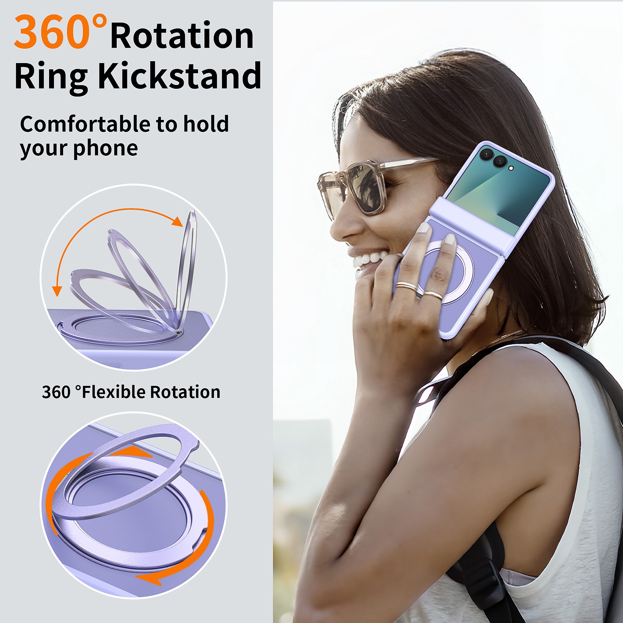 SendaFit Matte Skin-Feel Two-in-One 360° Stand Flip-Fold with Side Cover Case for Galaxy Z Flip 8 detail 12