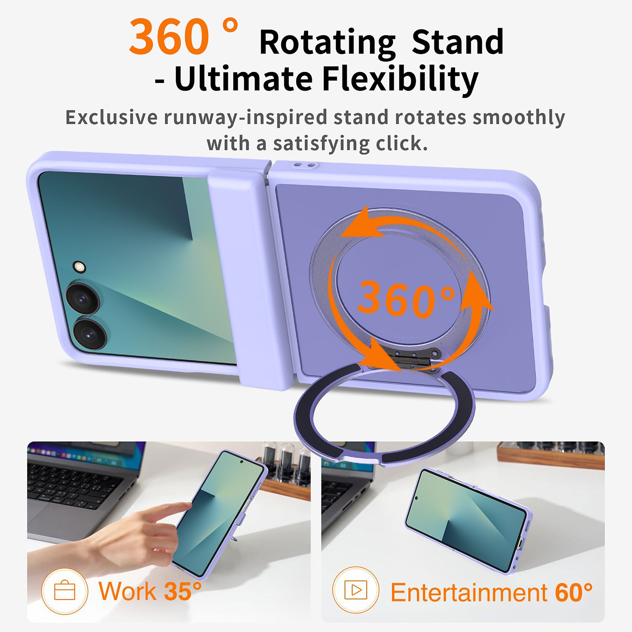 SendaFit Matte Skin-Feel Two-in-One 360° Stand Flip-Fold with Side Cover Case for Galaxy Z Flip 8 detail 13